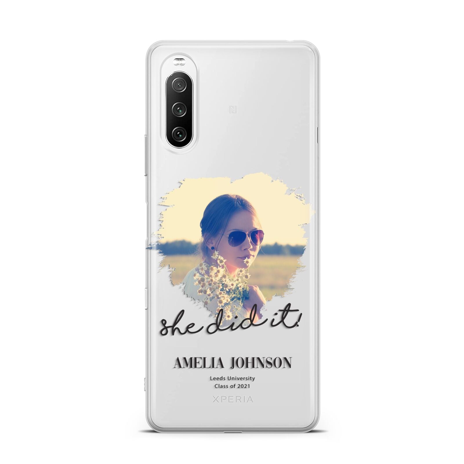 She Did It Graduation Photo with Name Sony Xperia 10 III Case
