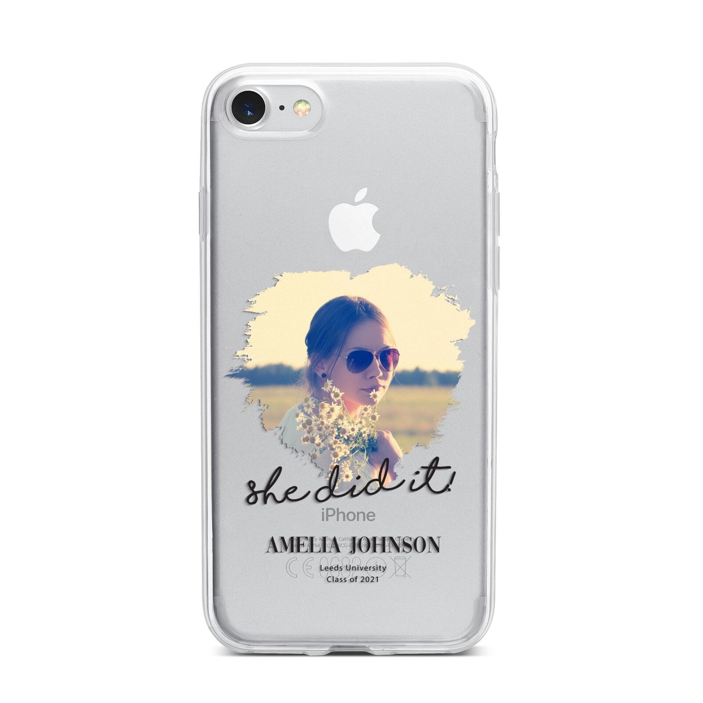 She Did It Graduation Photo with Name iPhone 7 Bumper Case on Silver iPhone