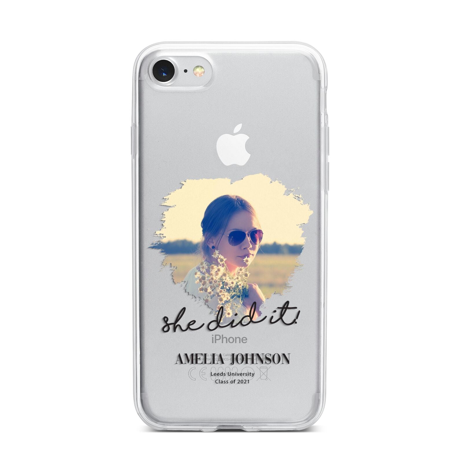 She Did It Graduation Photo with Name iPhone 7 Bumper Case on Silver iPhone