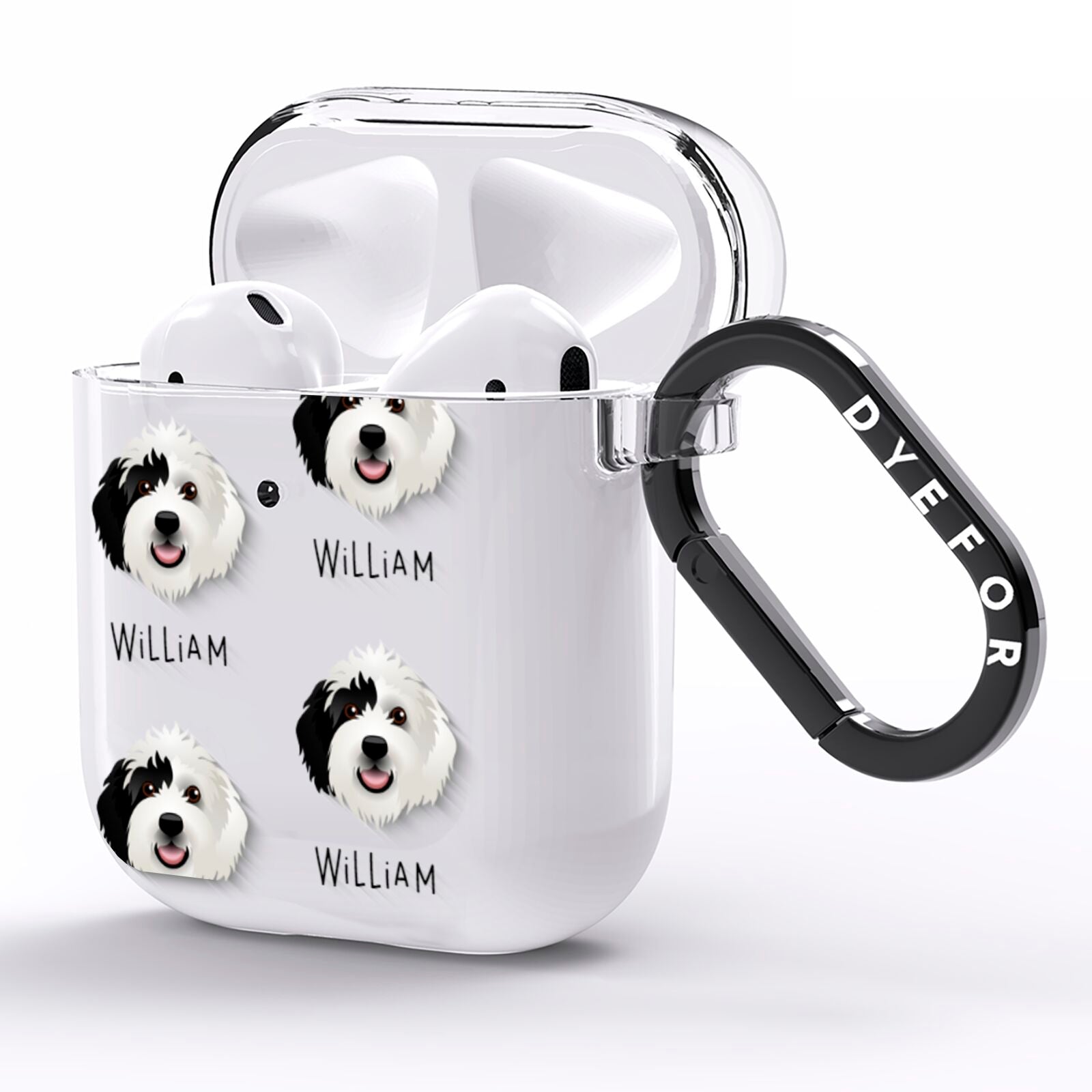 Sheepadoodle Icon with Name AirPods Clear Case Side Image