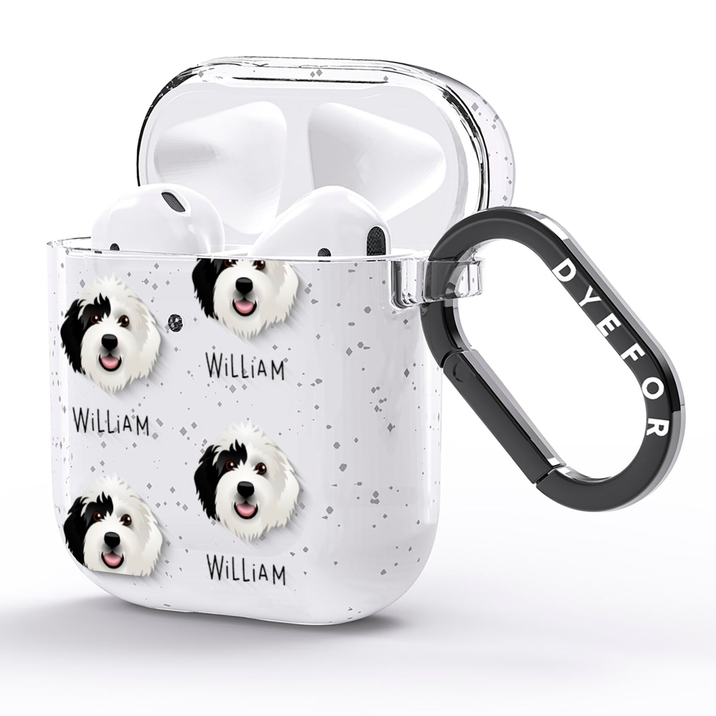 Sheepadoodle Icon with Name AirPods Glitter Case Side Image