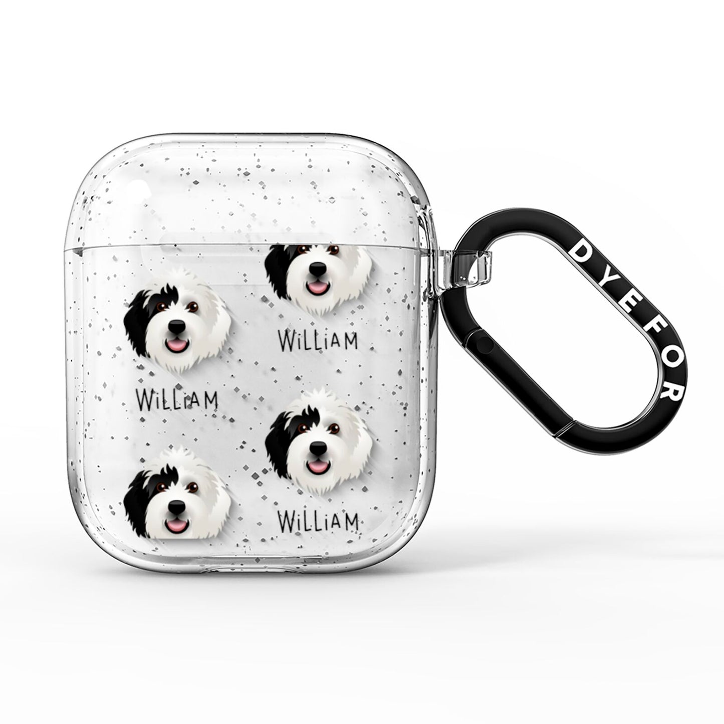 Sheepadoodle Icon with Name AirPods Glitter Case