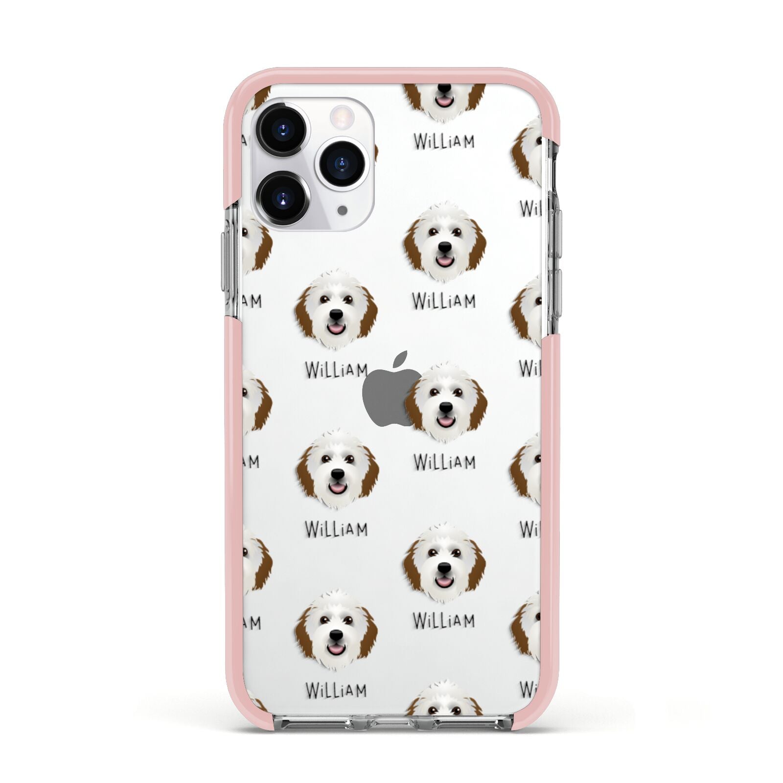 Sheepadoodle Icon with Name Apple iPhone 11 Pro in Silver with Pink Impact Case