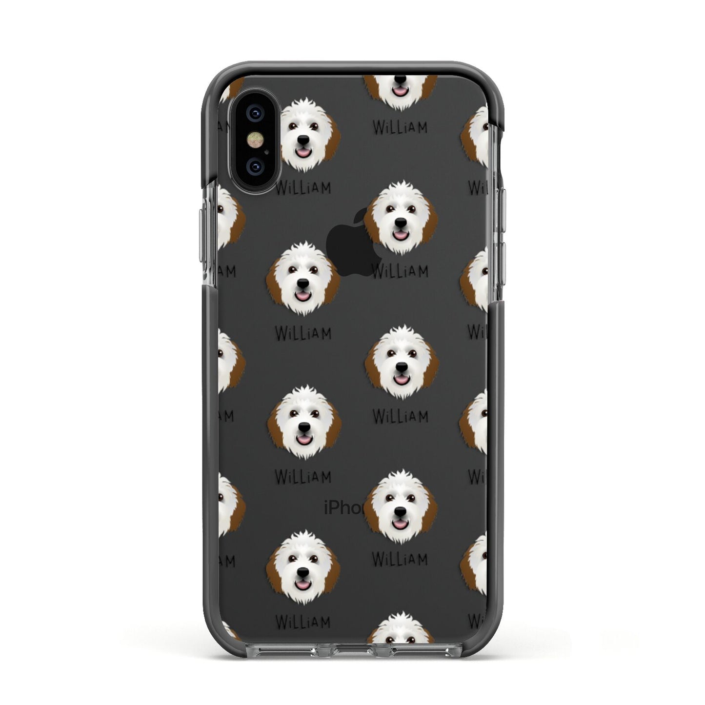 Sheepadoodle Icon with Name Apple iPhone Xs Impact Case Black Edge on Black Phone