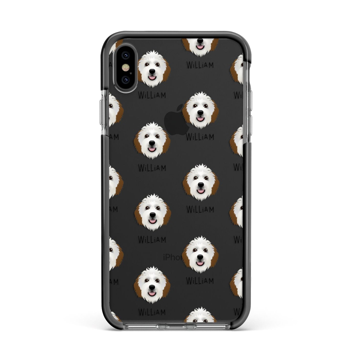 Sheepadoodle Icon with Name Apple iPhone Xs Max Impact Case Black Edge on Black Phone