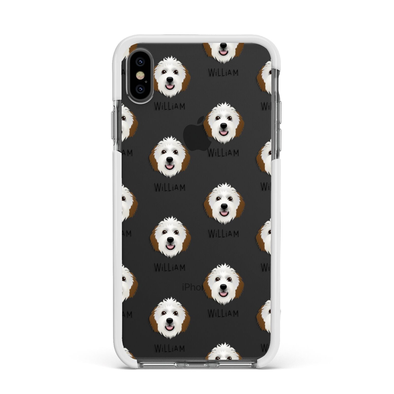 Sheepadoodle Icon with Name Apple iPhone Xs Max Impact Case White Edge on Black Phone