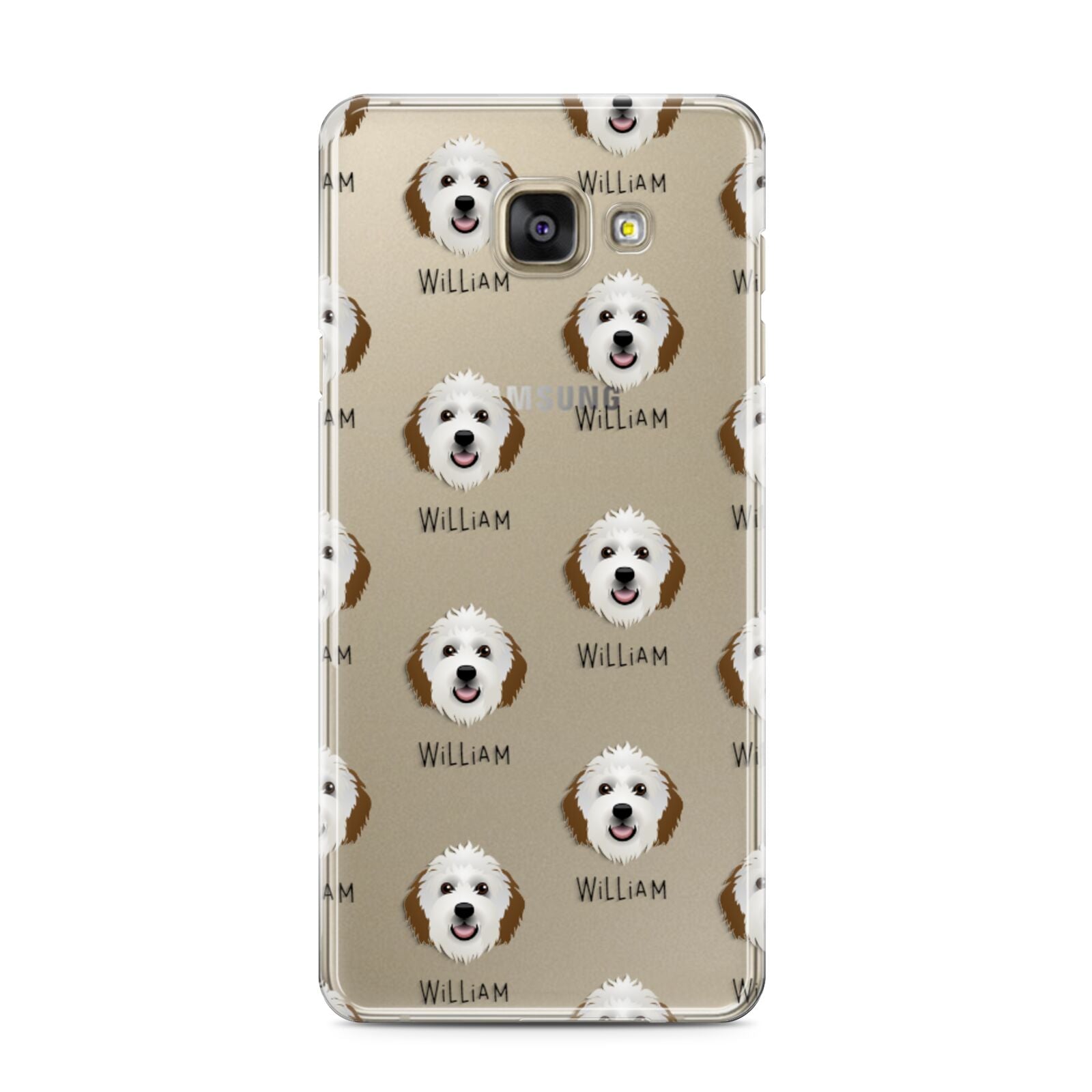 Sheepadoodle Icon with Name Samsung Galaxy A3 2016 Case on gold phone
