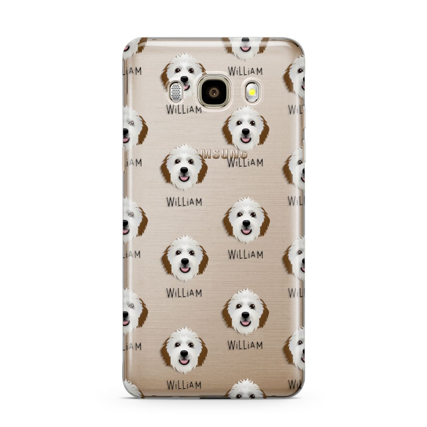 Sheepadoodle Icon with Name Samsung Galaxy J7 2016 Case on gold phone