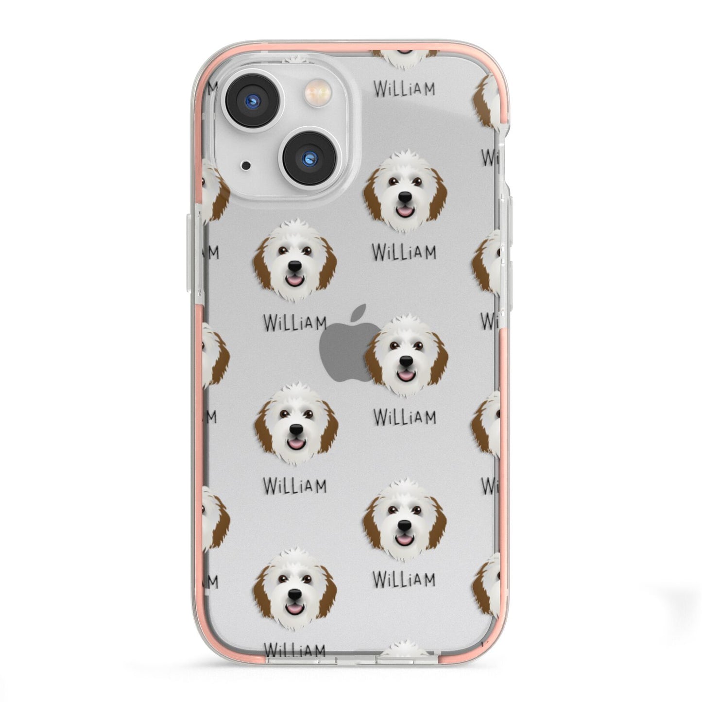 Sheepadoodle Icon with Name iPhone 13 Mini TPU Impact Case with Pink Edges