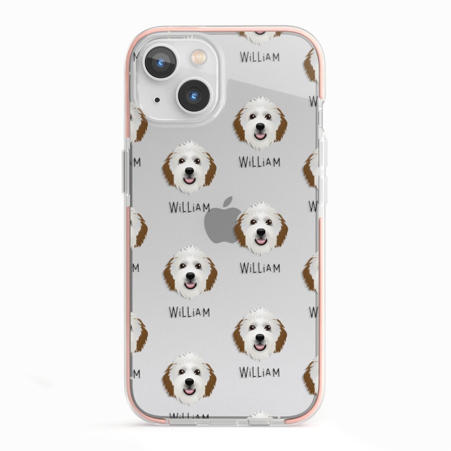 Sheepadoodle Icon with Name iPhone 13 TPU Impact Case with Pink Edges