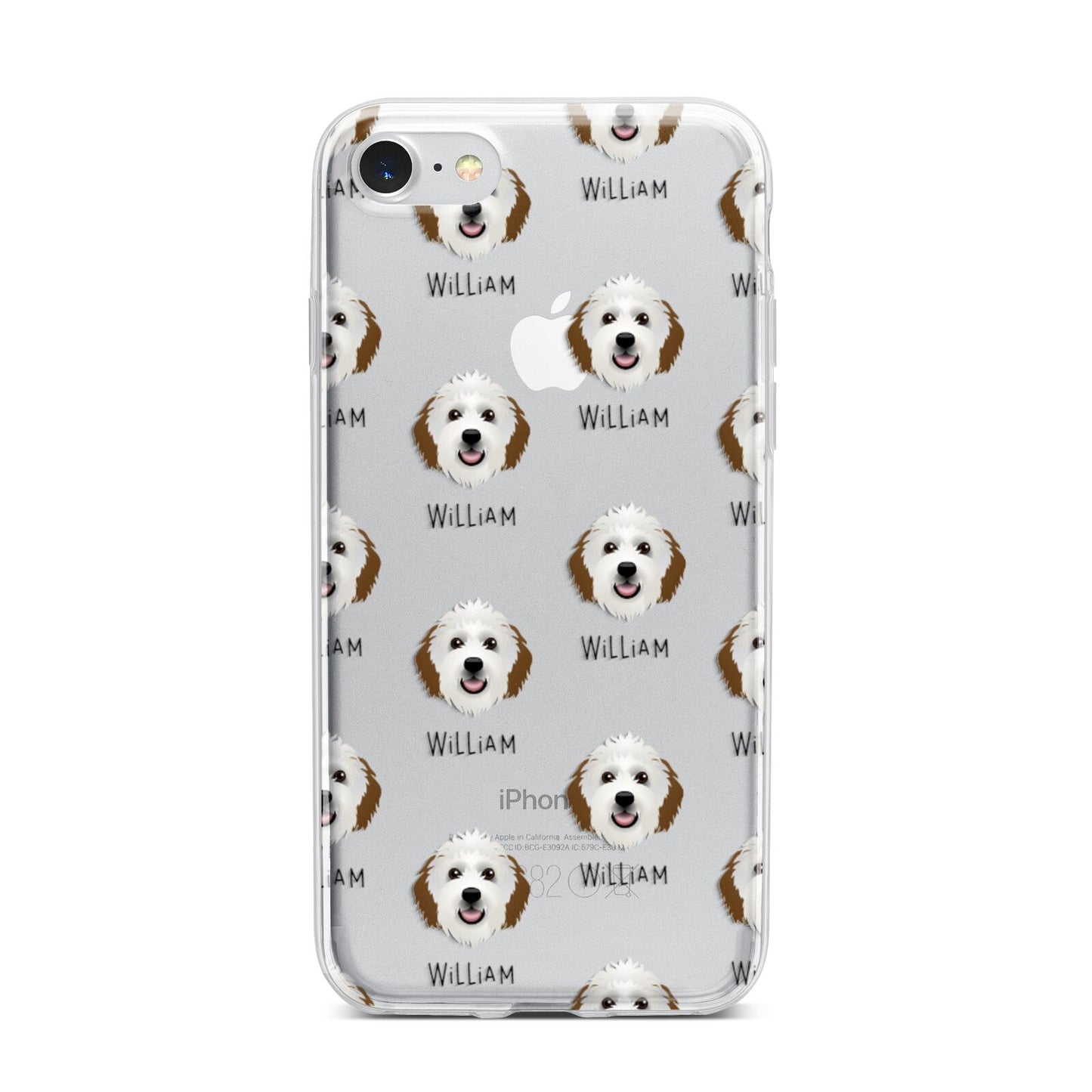 Sheepadoodle Icon with Name iPhone 7 Bumper Case on Silver iPhone