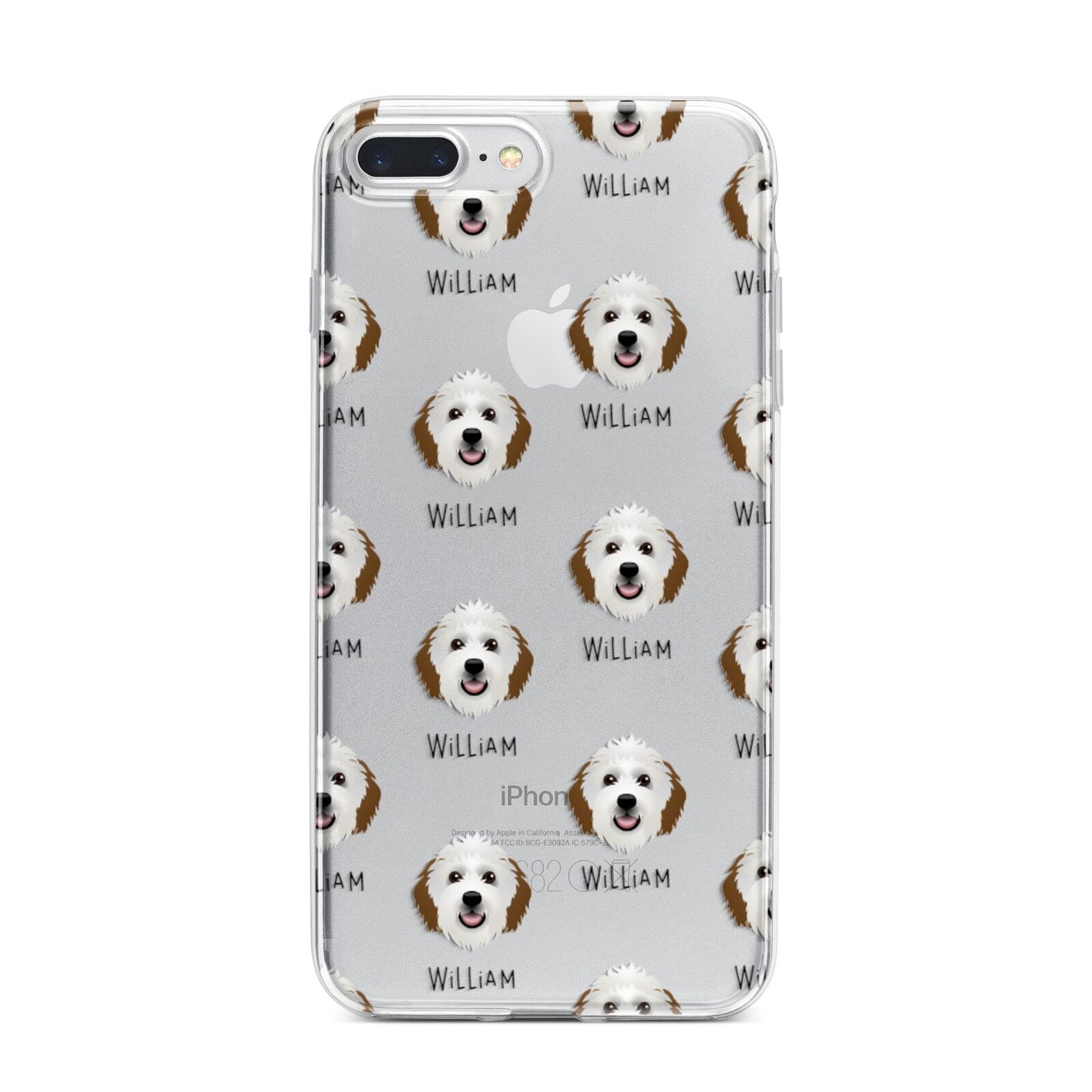 Sheepadoodle Icon with Name iPhone 7 Plus Bumper Case on Silver iPhone