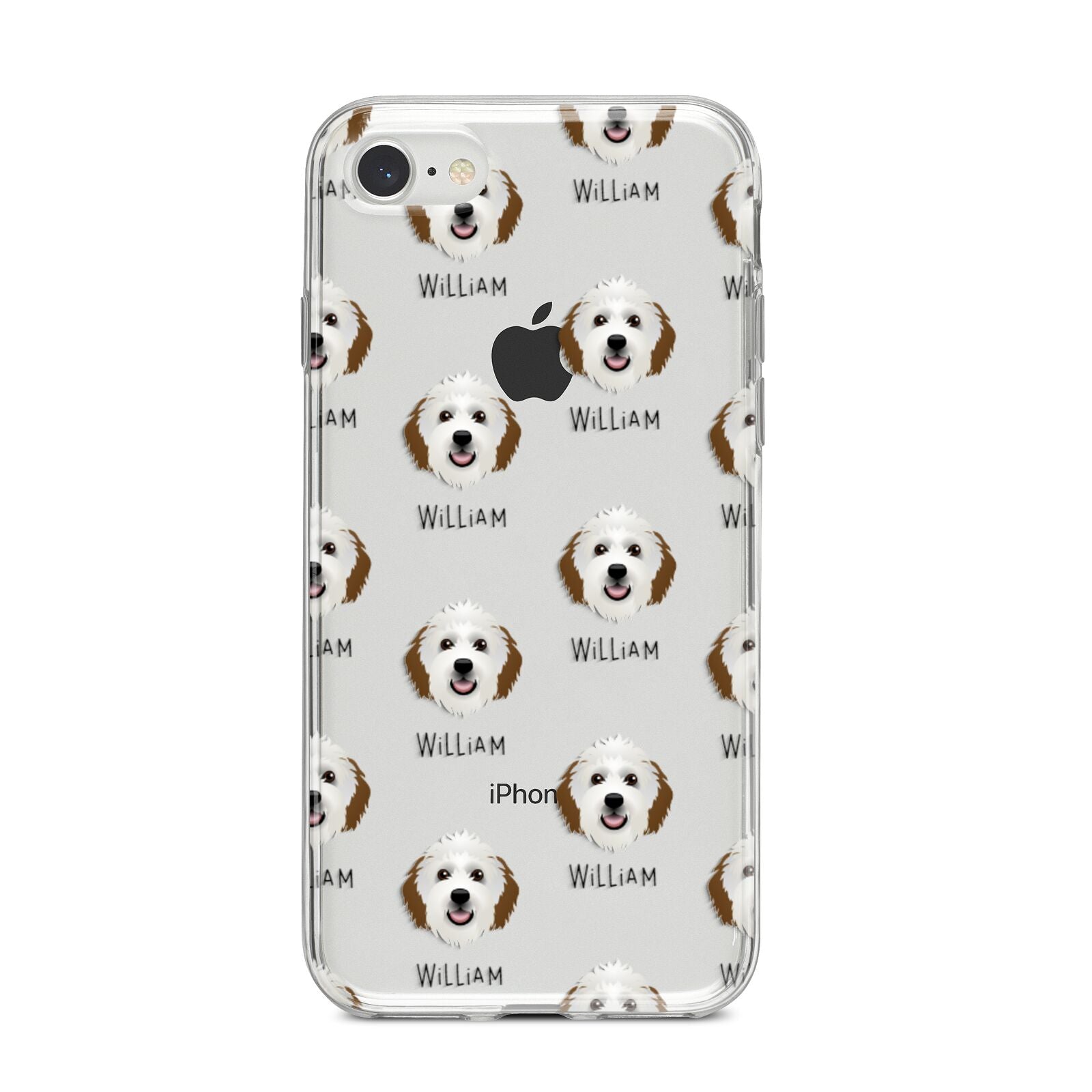 Sheepadoodle Icon with Name iPhone 8 Bumper Case on Silver iPhone