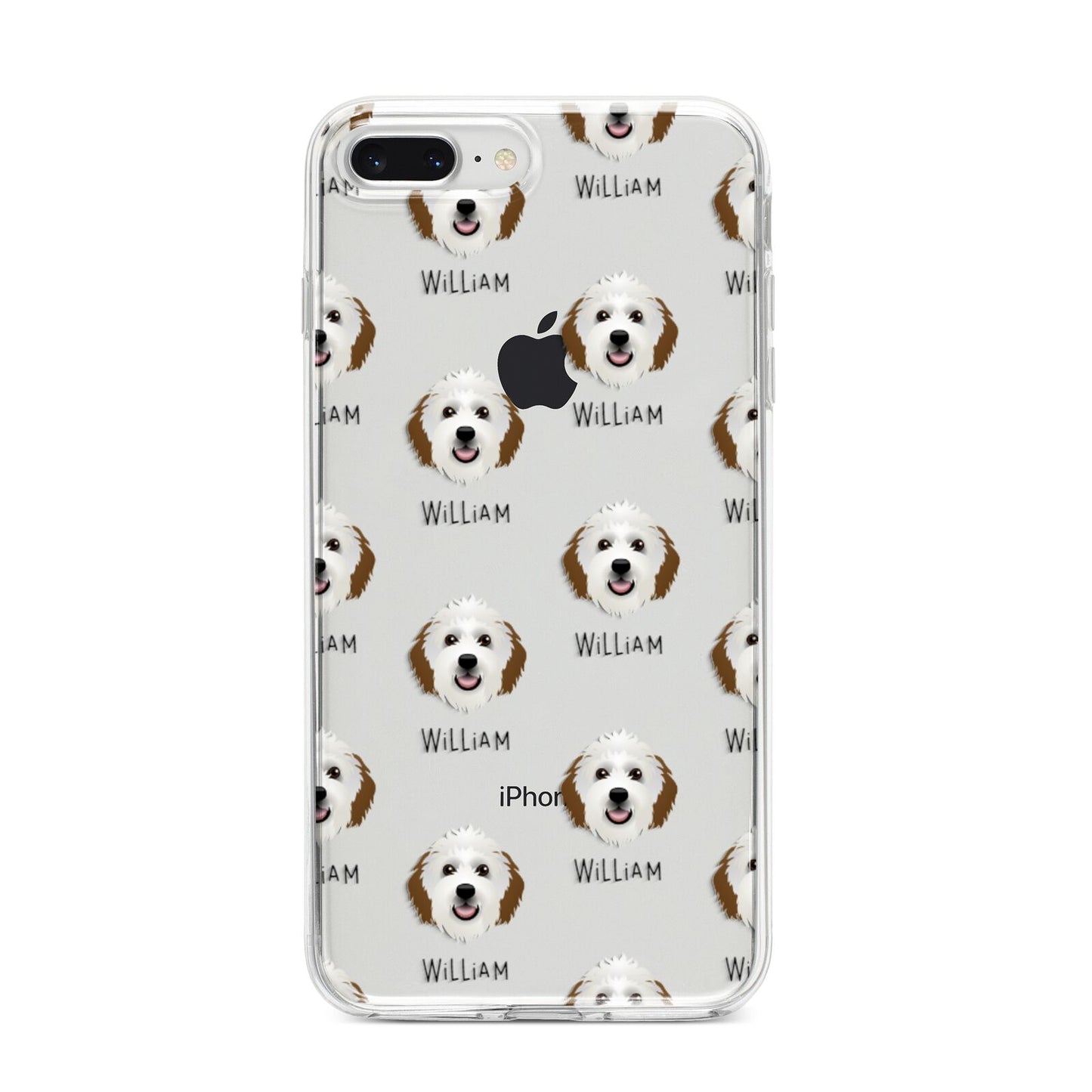 Sheepadoodle Icon with Name iPhone 8 Plus Bumper Case on Silver iPhone