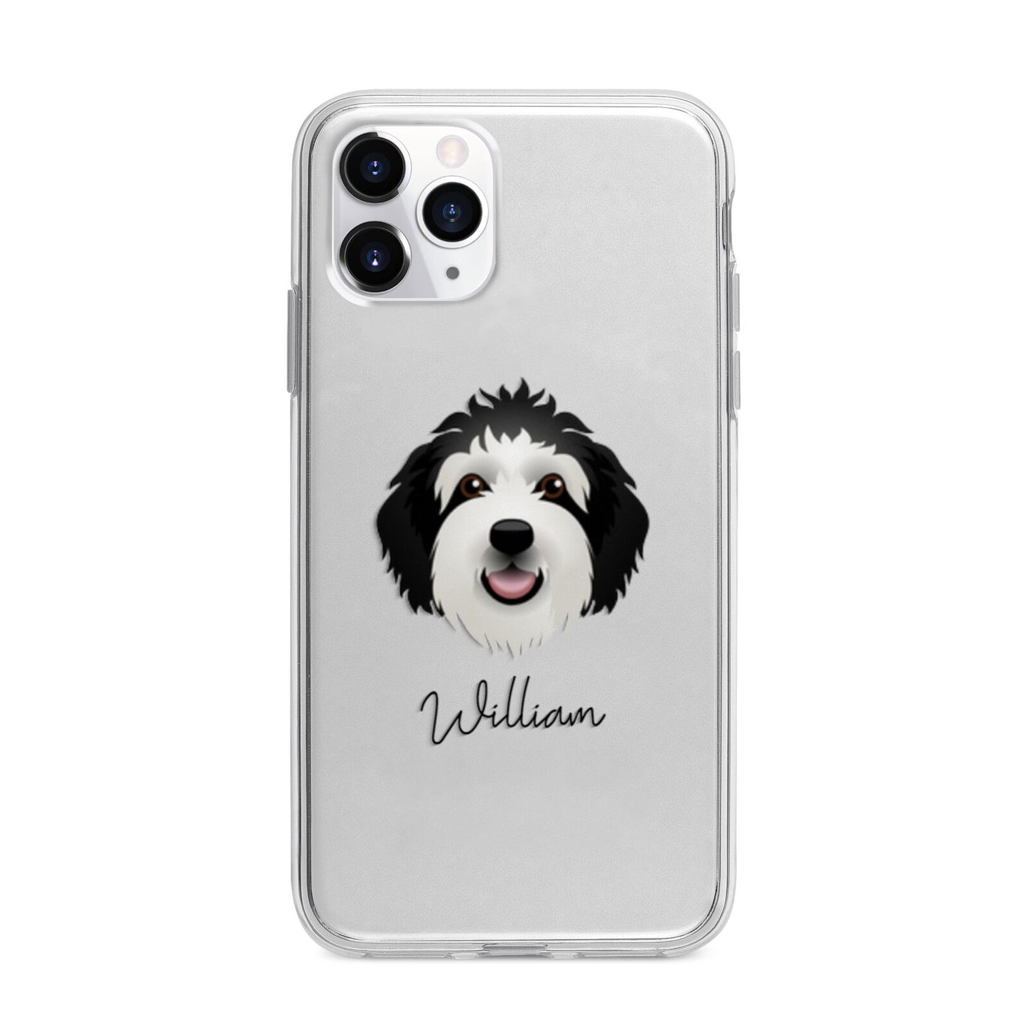 Sheepadoodle Personalised Apple iPhone 11 Pro Max in Silver with Bumper Case