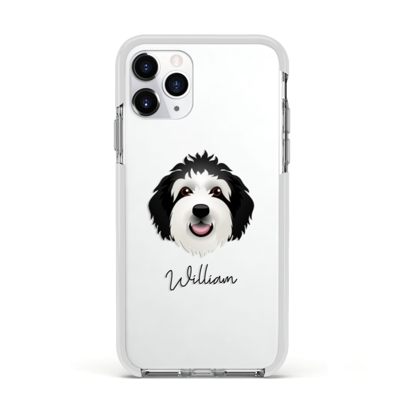Sheepadoodle Personalised Apple iPhone 11 Pro in Silver with White Impact Case