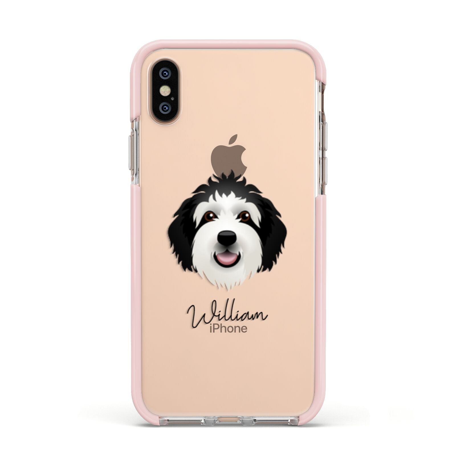 Sheepadoodle Personalised Apple iPhone Xs Impact Case Pink Edge on Gold Phone