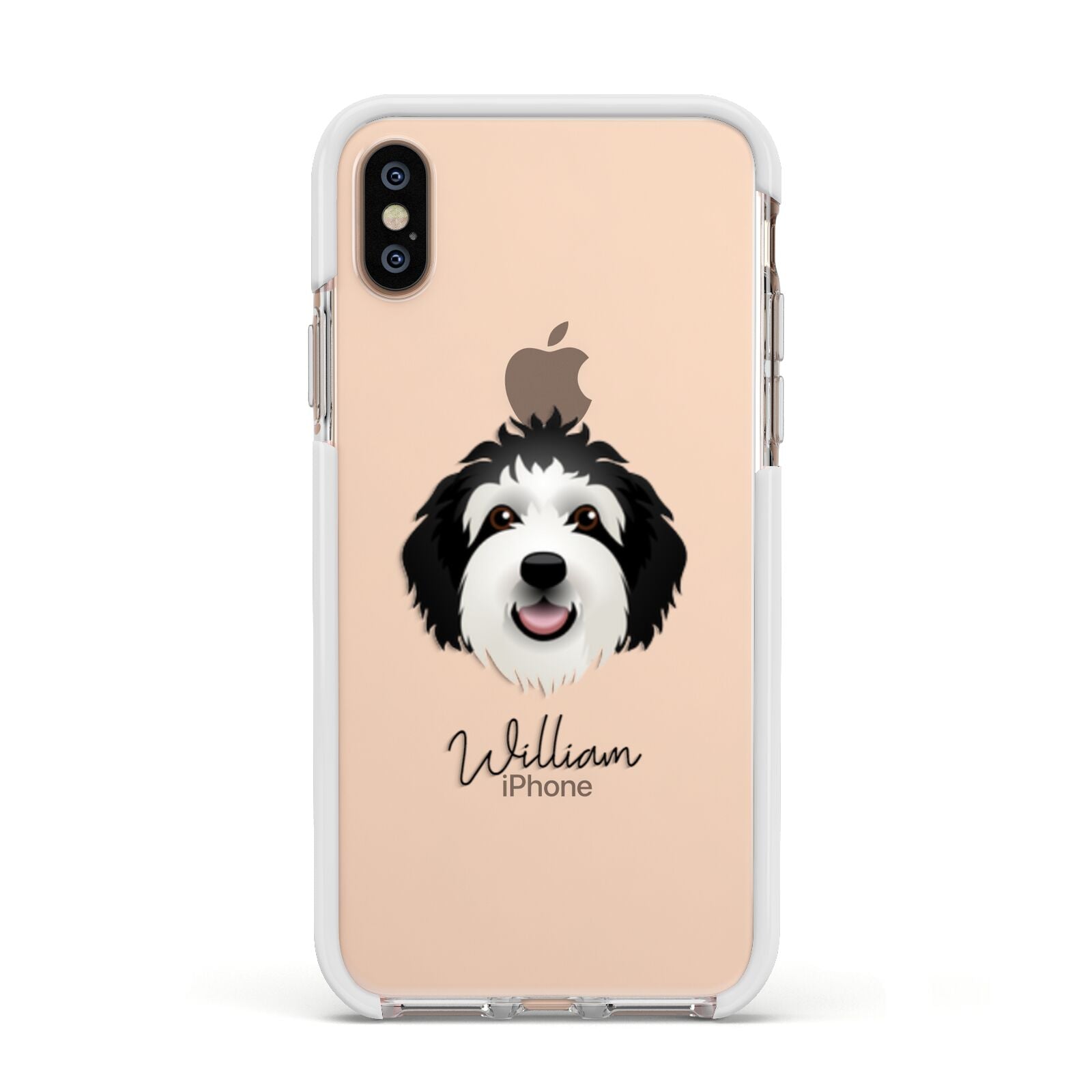 Sheepadoodle Personalised Apple iPhone Xs Impact Case White Edge on Gold Phone