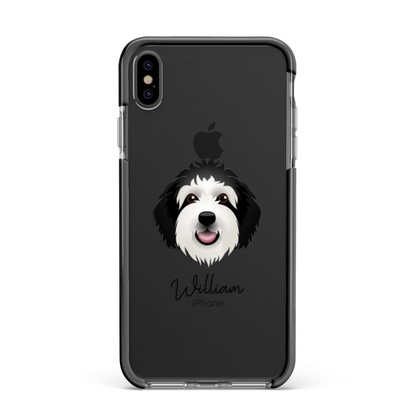 Sheepadoodle Personalised Apple iPhone Xs Max Impact Case Black Edge on Black Phone