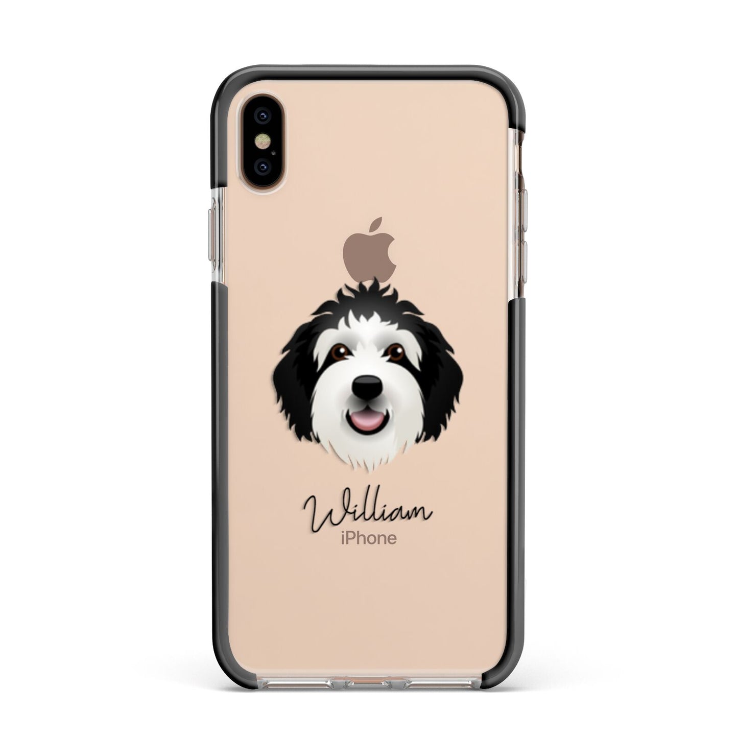 Sheepadoodle Personalised Apple iPhone Xs Max Impact Case Black Edge on Gold Phone