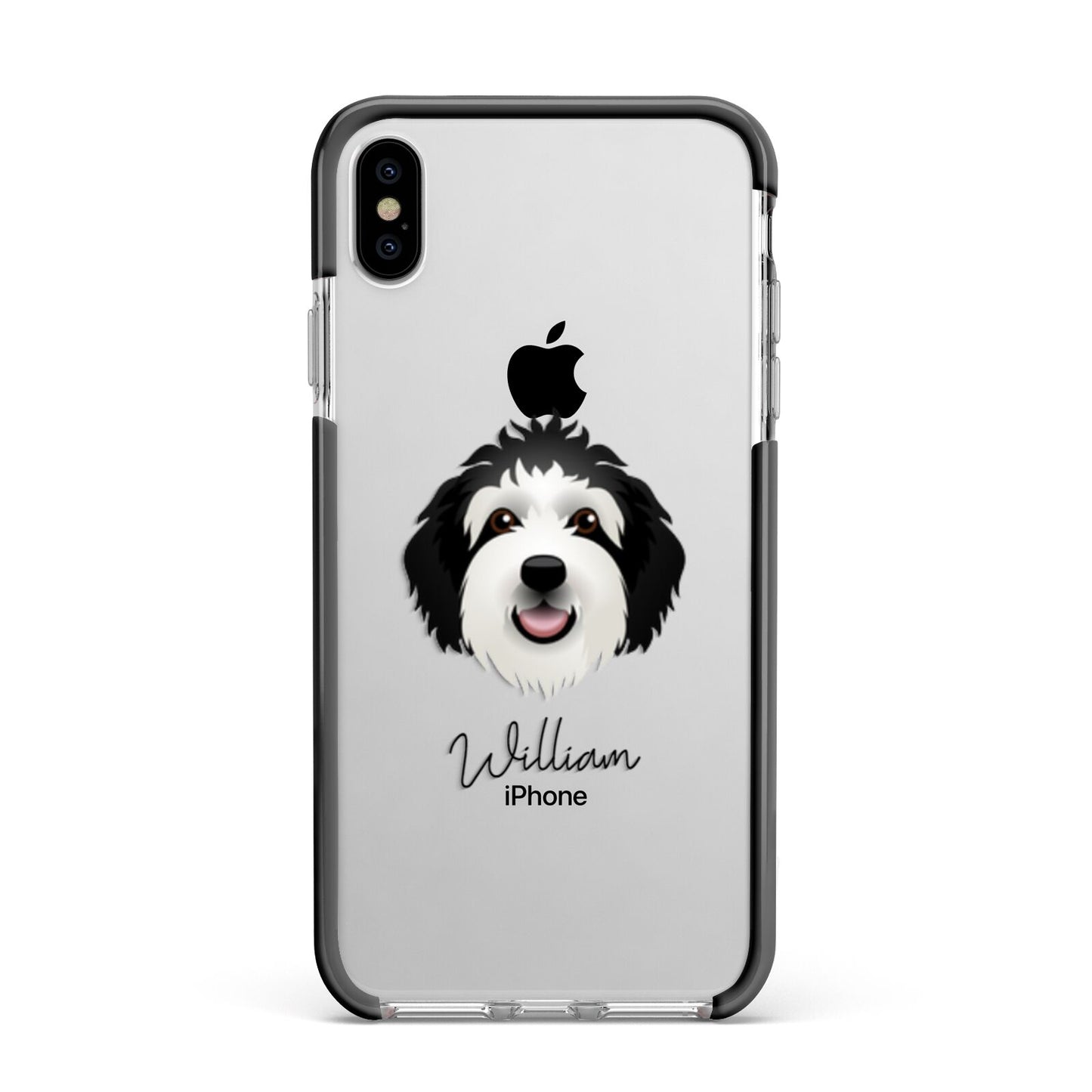 Sheepadoodle Personalised Apple iPhone Xs Max Impact Case Black Edge on Silver Phone