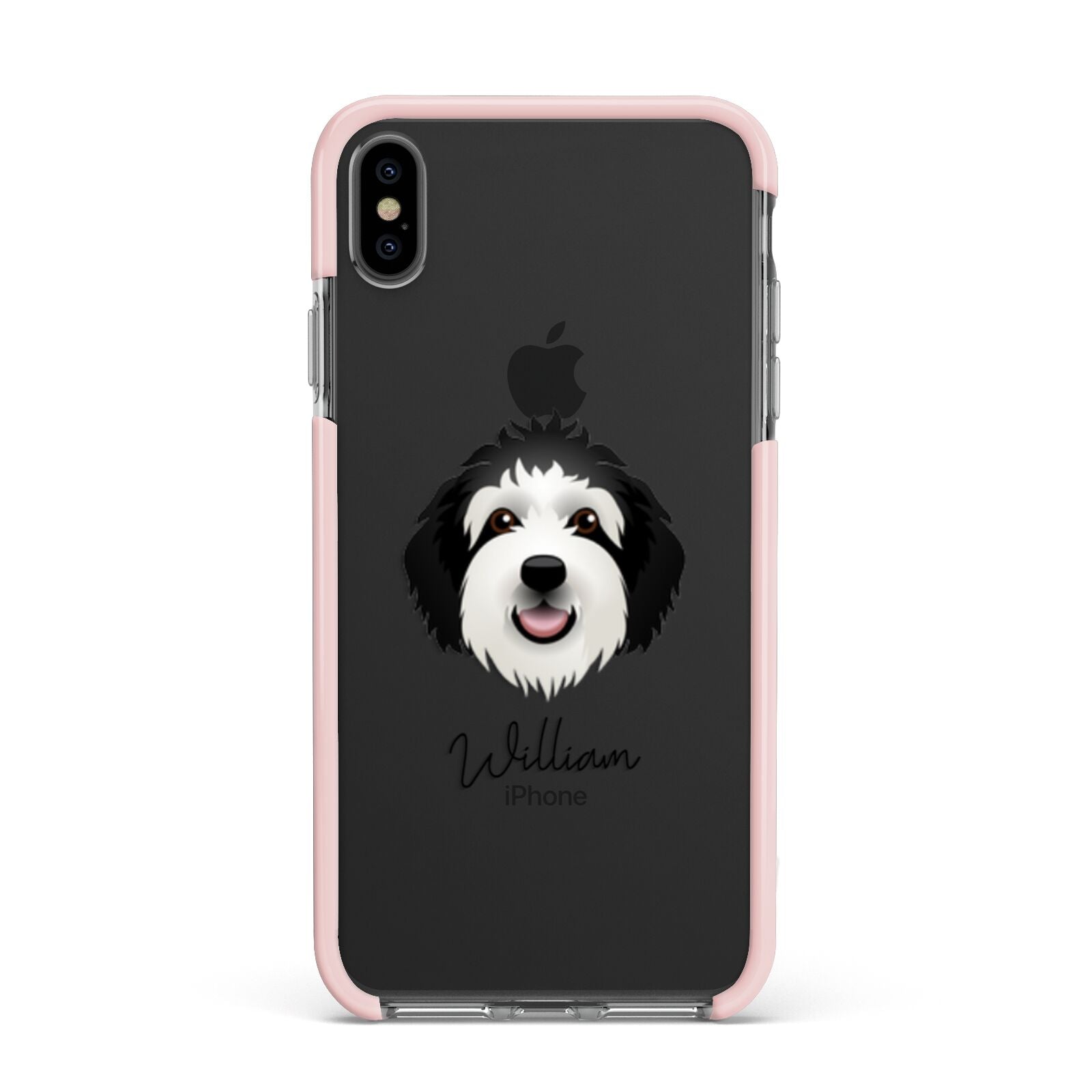 Sheepadoodle Personalised Apple iPhone Xs Max Impact Case Pink Edge on Black Phone