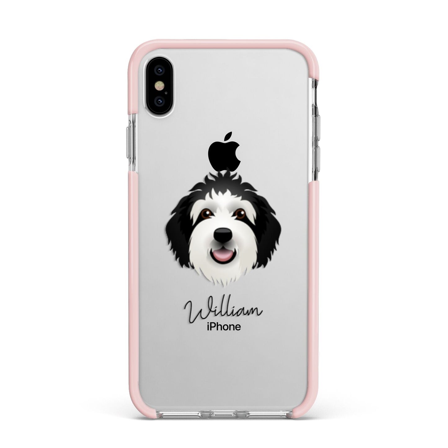 Sheepadoodle Personalised Apple iPhone Xs Max Impact Case Pink Edge on Silver Phone