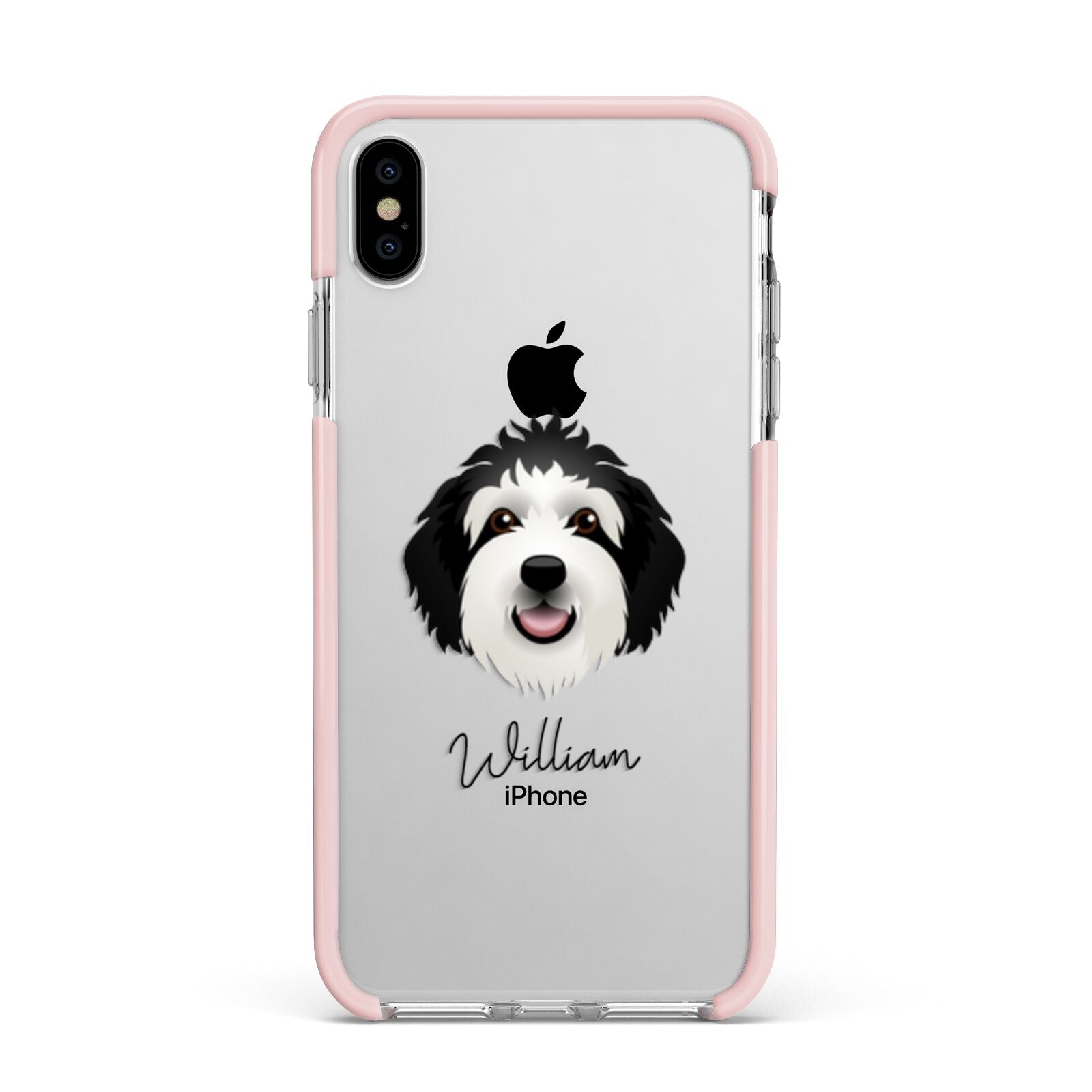 Sheepadoodle Personalised Apple iPhone Xs Max Impact Case Pink Edge on Silver Phone
