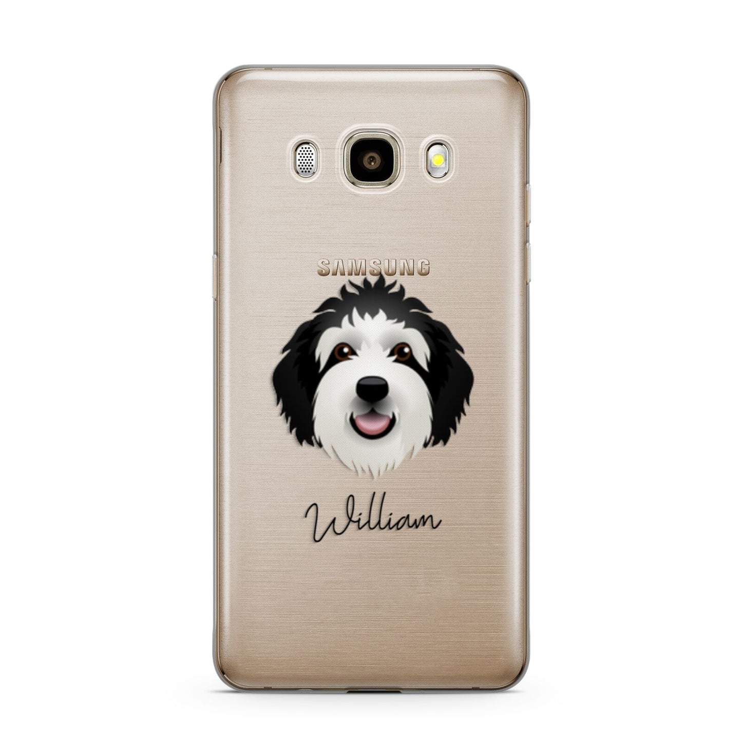Sheepadoodle Personalised Samsung Galaxy J7 2016 Case on gold phone