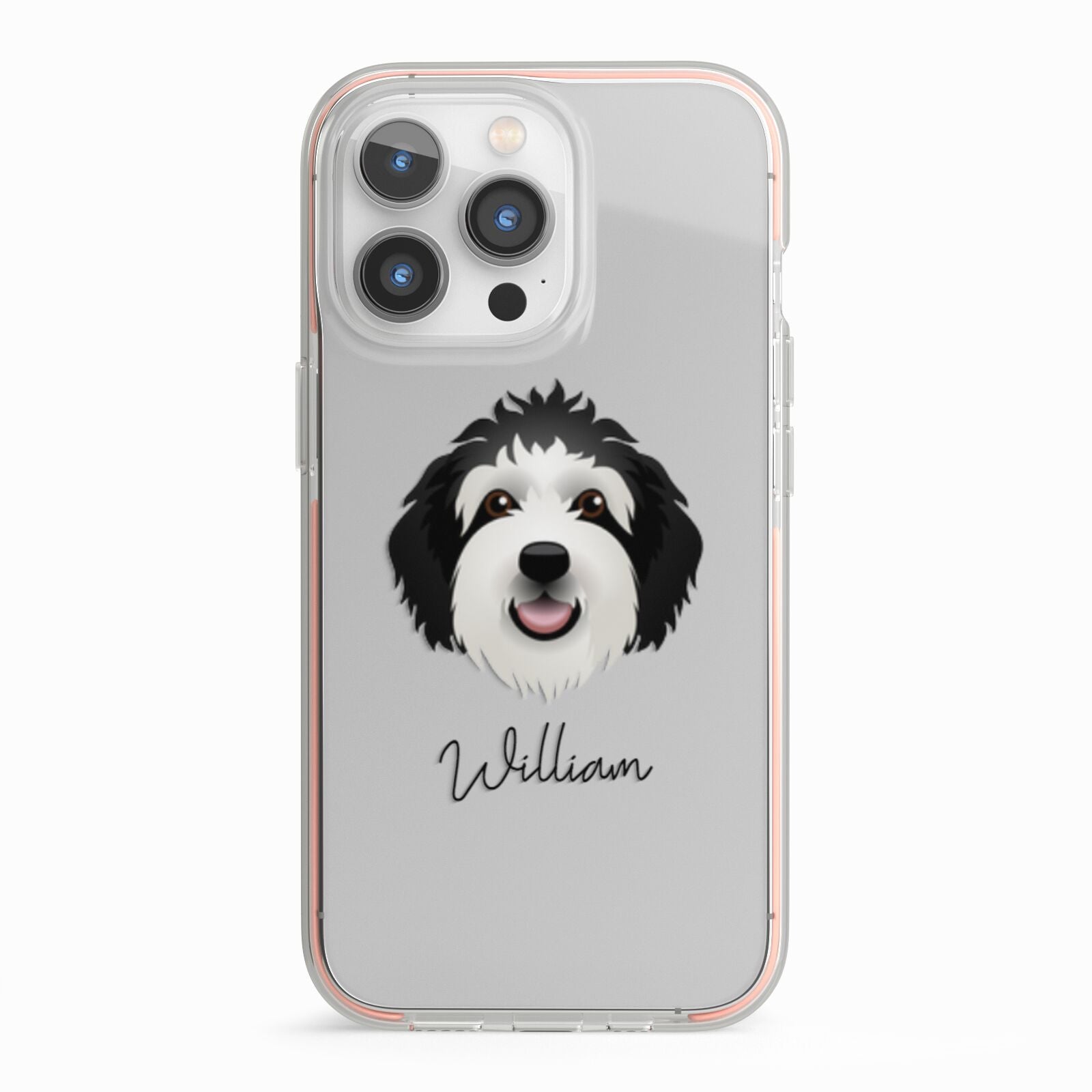 Sheepadoodle Personalised iPhone 13 Pro TPU Impact Case with Pink Edges