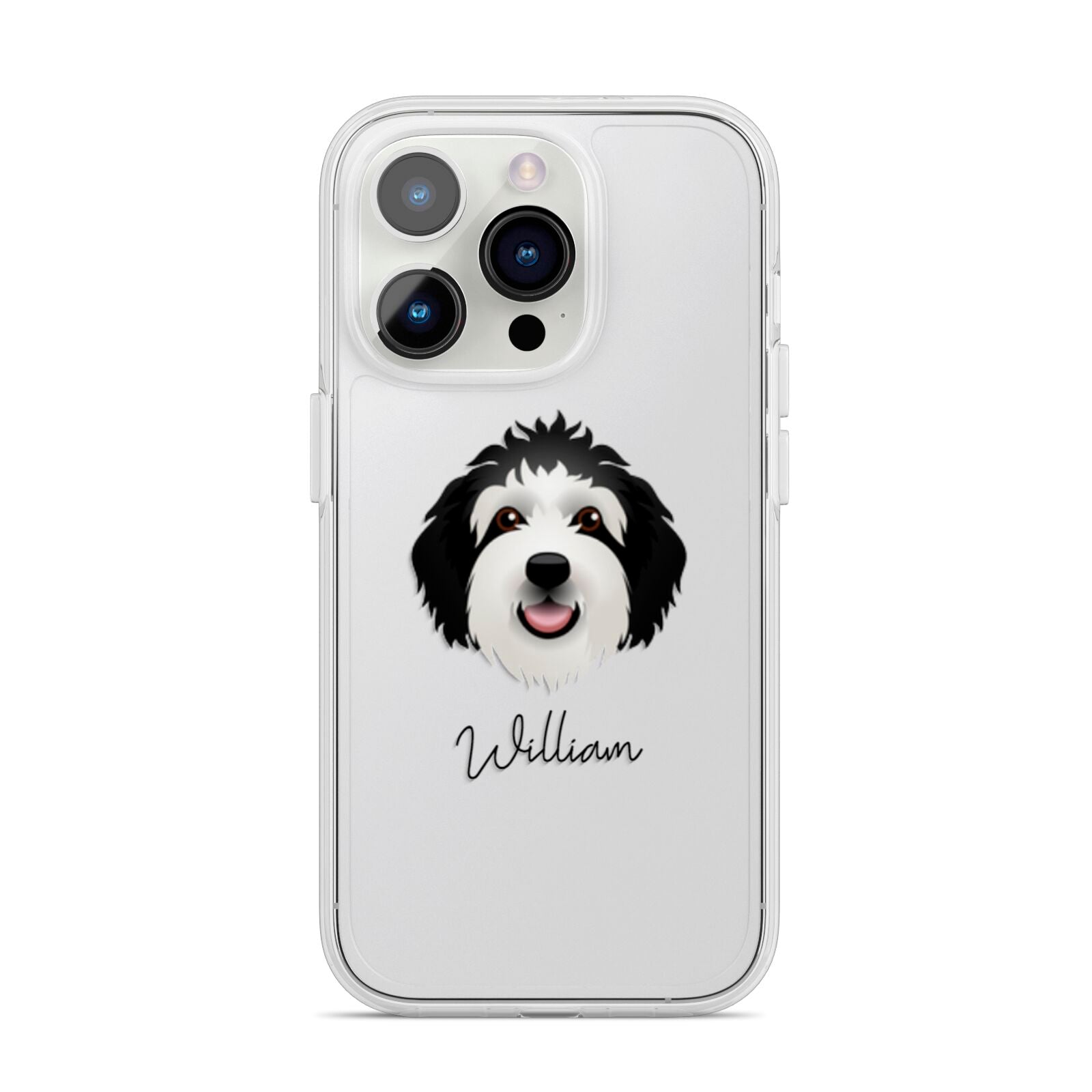 Sheepadoodle Personalised iPhone 14 Pro Clear Tough Case Silver