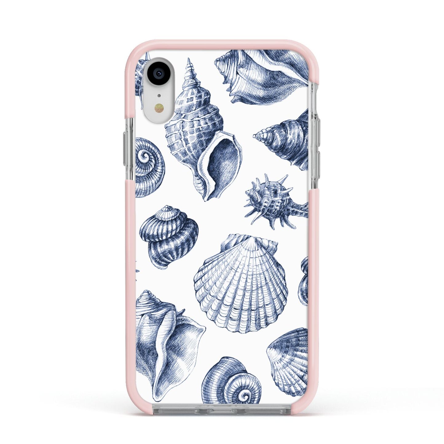 Shell Apple iPhone XR Impact Case Pink Edge on Silver Phone