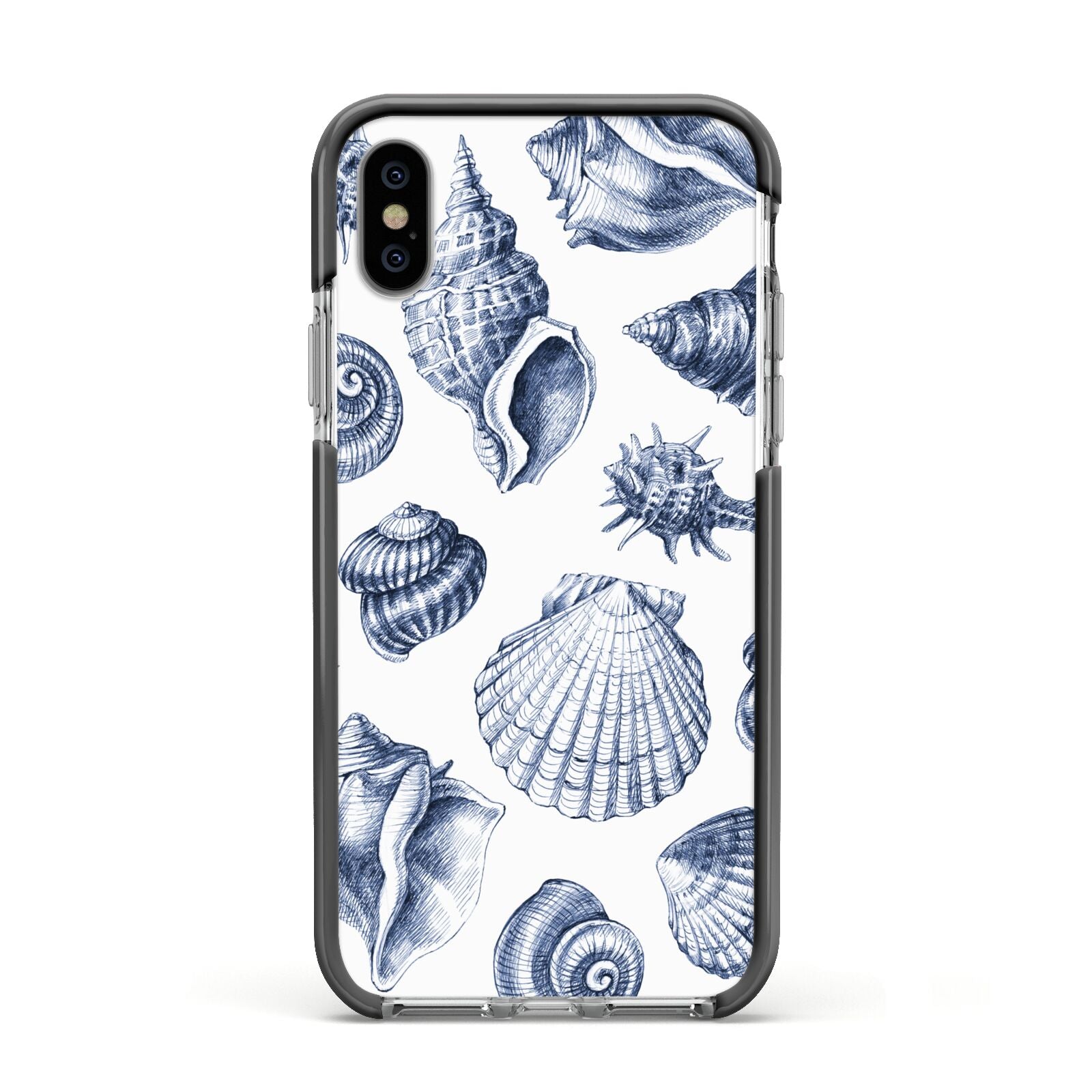 Shell Apple iPhone Xs Impact Case Black Edge on Silver Phone