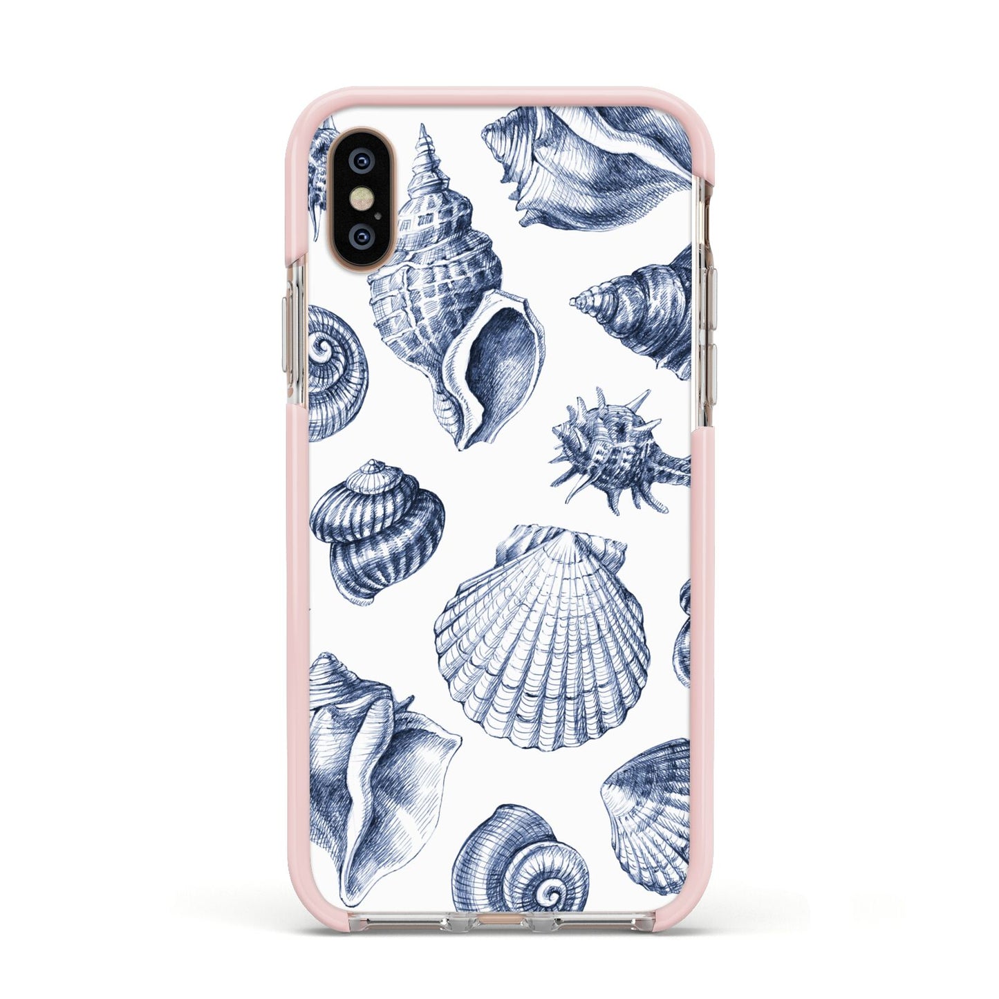 Shell Apple iPhone Xs Impact Case Pink Edge on Gold Phone