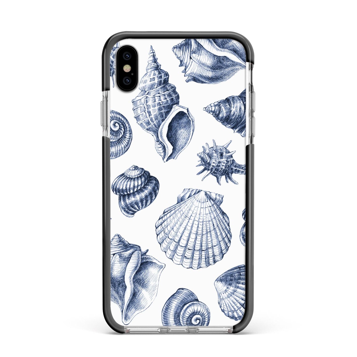 Shell Apple iPhone Xs Max Impact Case Black Edge on Silver Phone