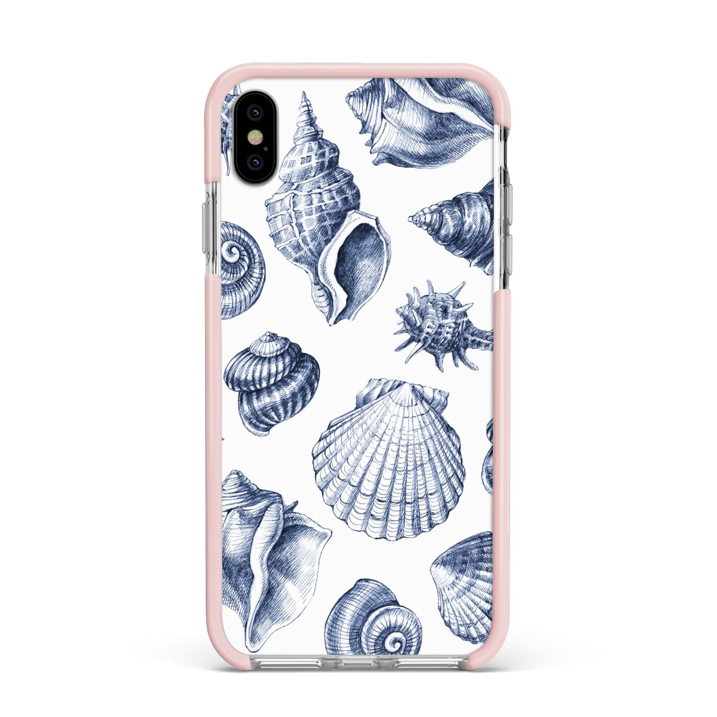 Shell Apple iPhone Xs Max Impact Case Pink Edge on Silver Phone
