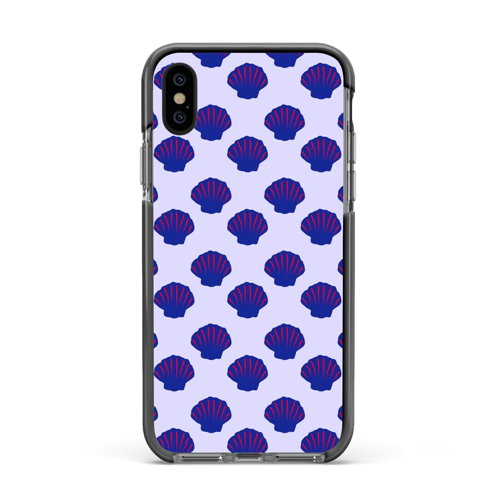 Shell Pattern Apple iPhone Xs Impact Case Black Edge on Black Phone