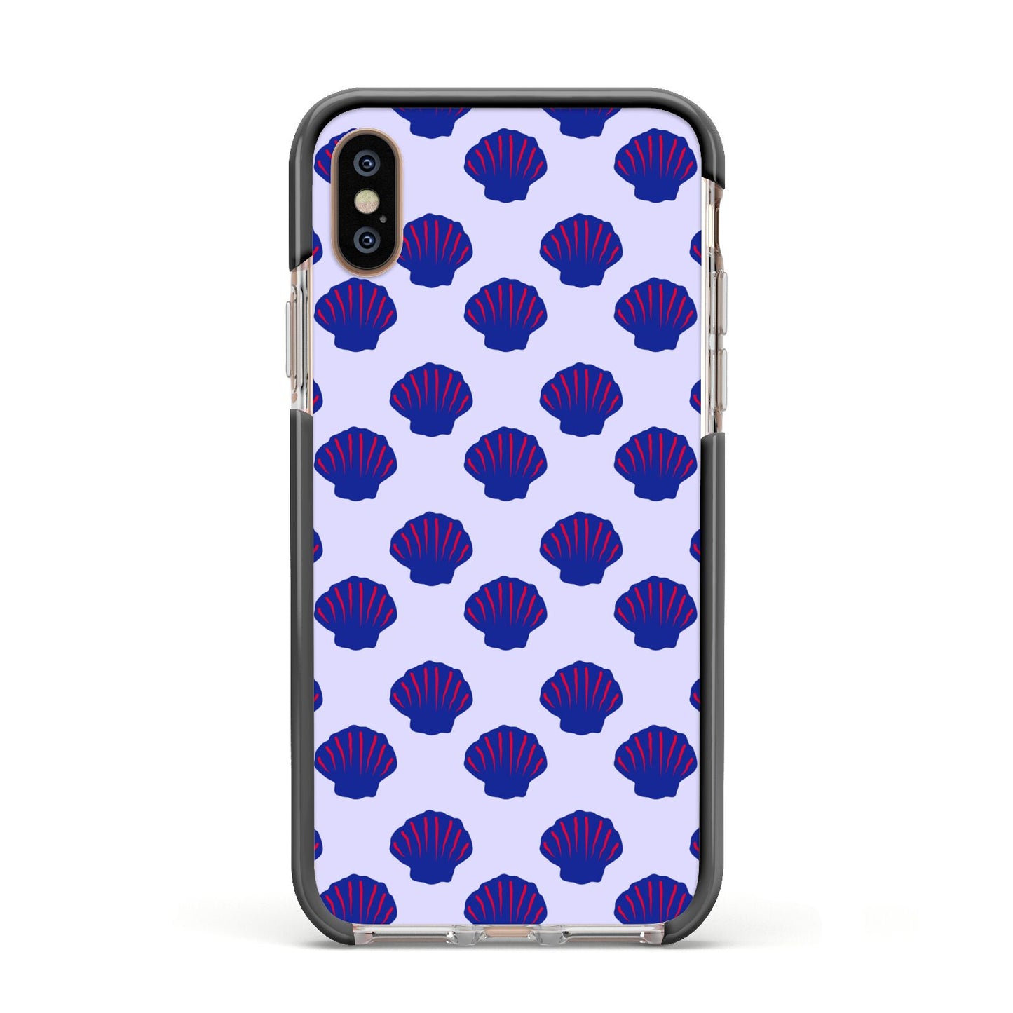 Shell Pattern Apple iPhone Xs Impact Case Black Edge on Gold Phone