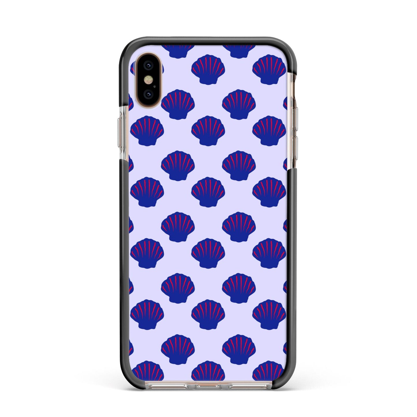 Shell Pattern Apple iPhone Xs Max Impact Case Black Edge on Gold Phone
