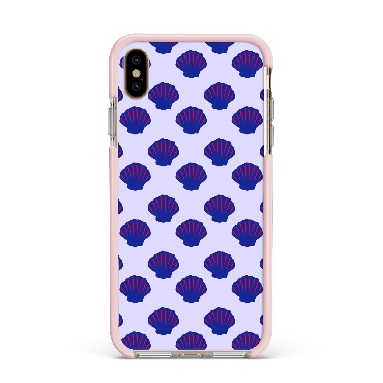 Shell Pattern Apple iPhone Xs Max Impact Case Pink Edge on Gold Phone