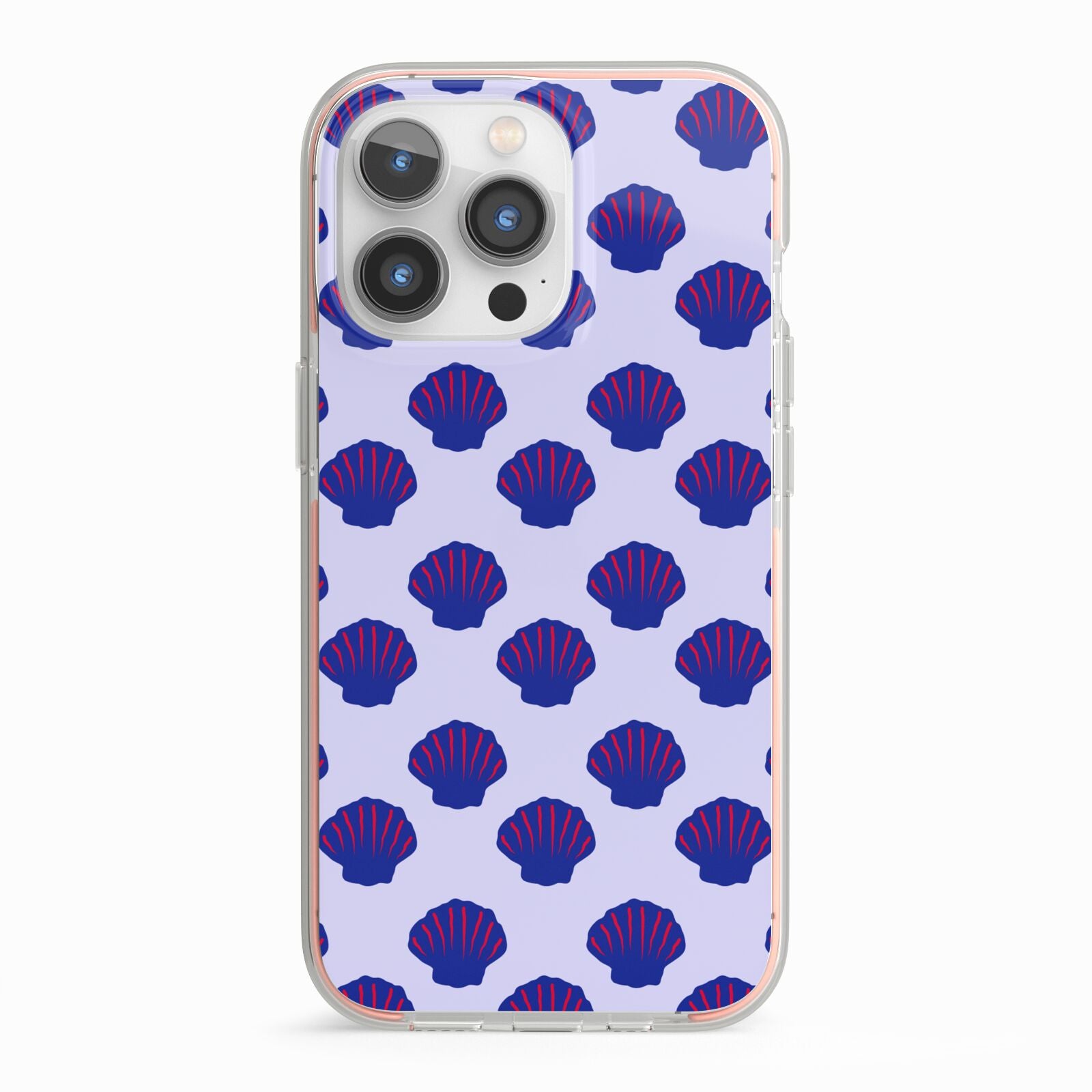 Shell Pattern iPhone 13 Pro TPU Impact Case with Pink Edges