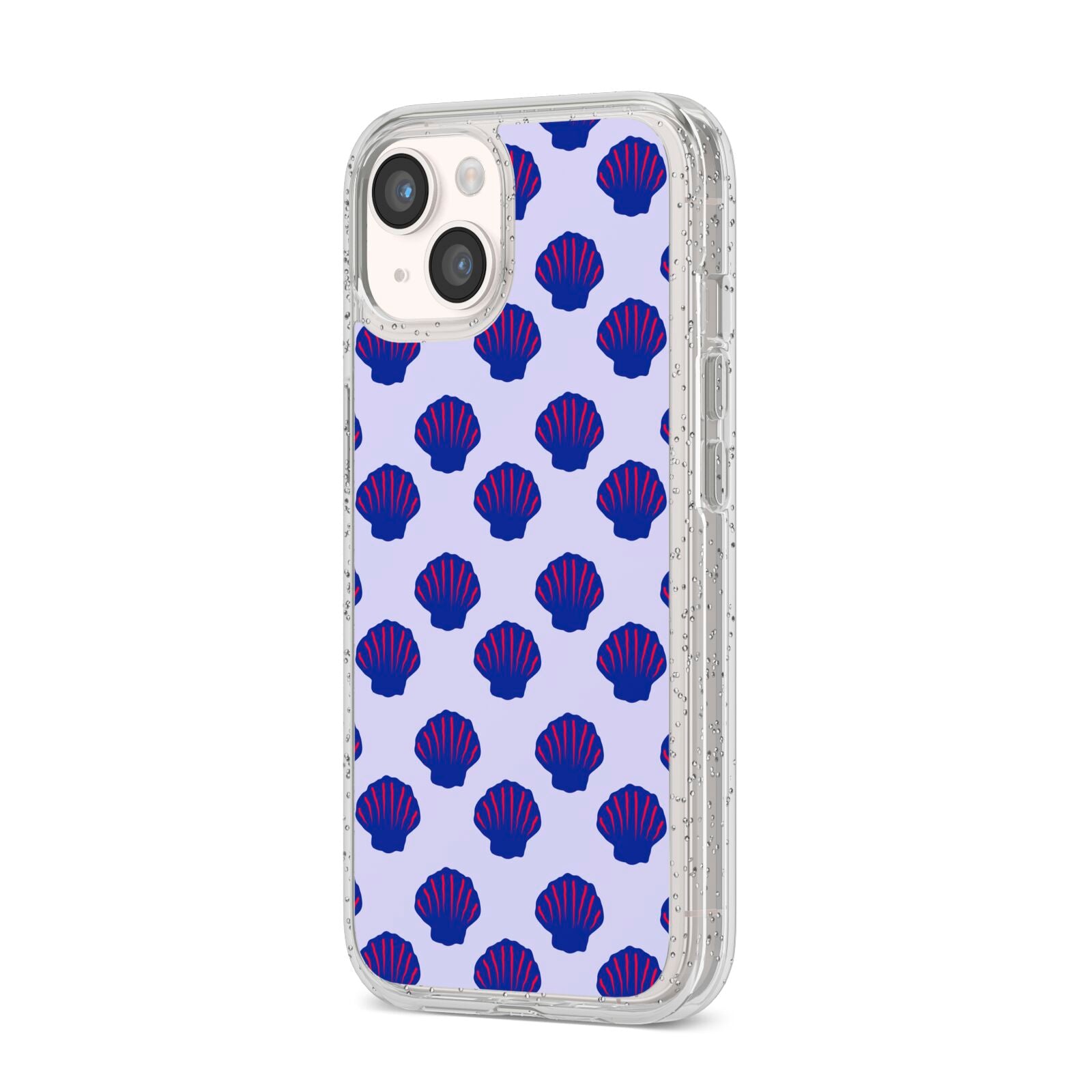 Shell Pattern iPhone 14 Glitter Tough Case Starlight Angled Image