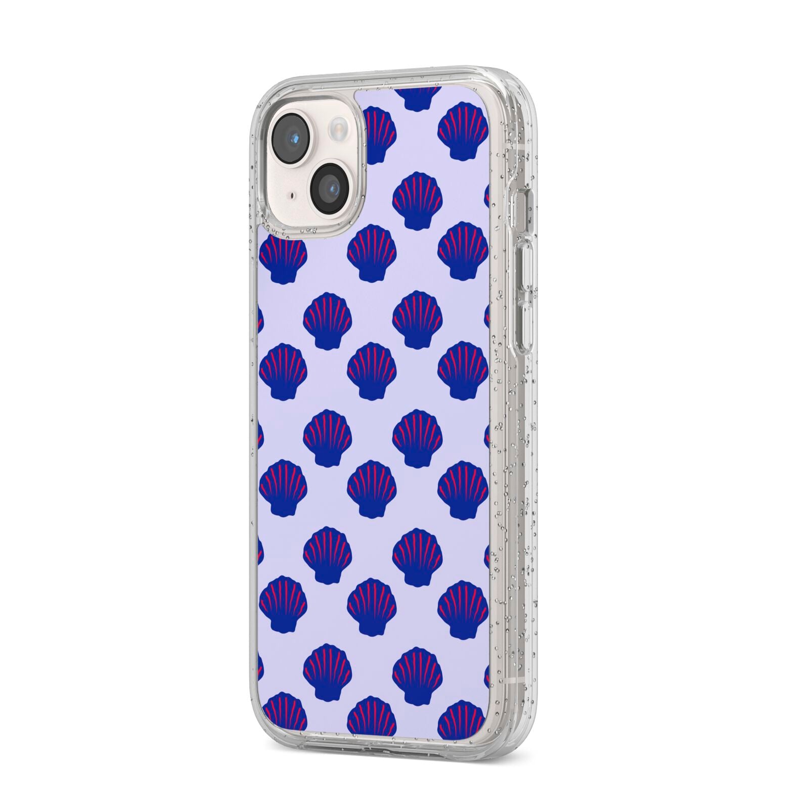 Shell Pattern iPhone 14 Plus Glitter Tough Case Starlight Angled Image