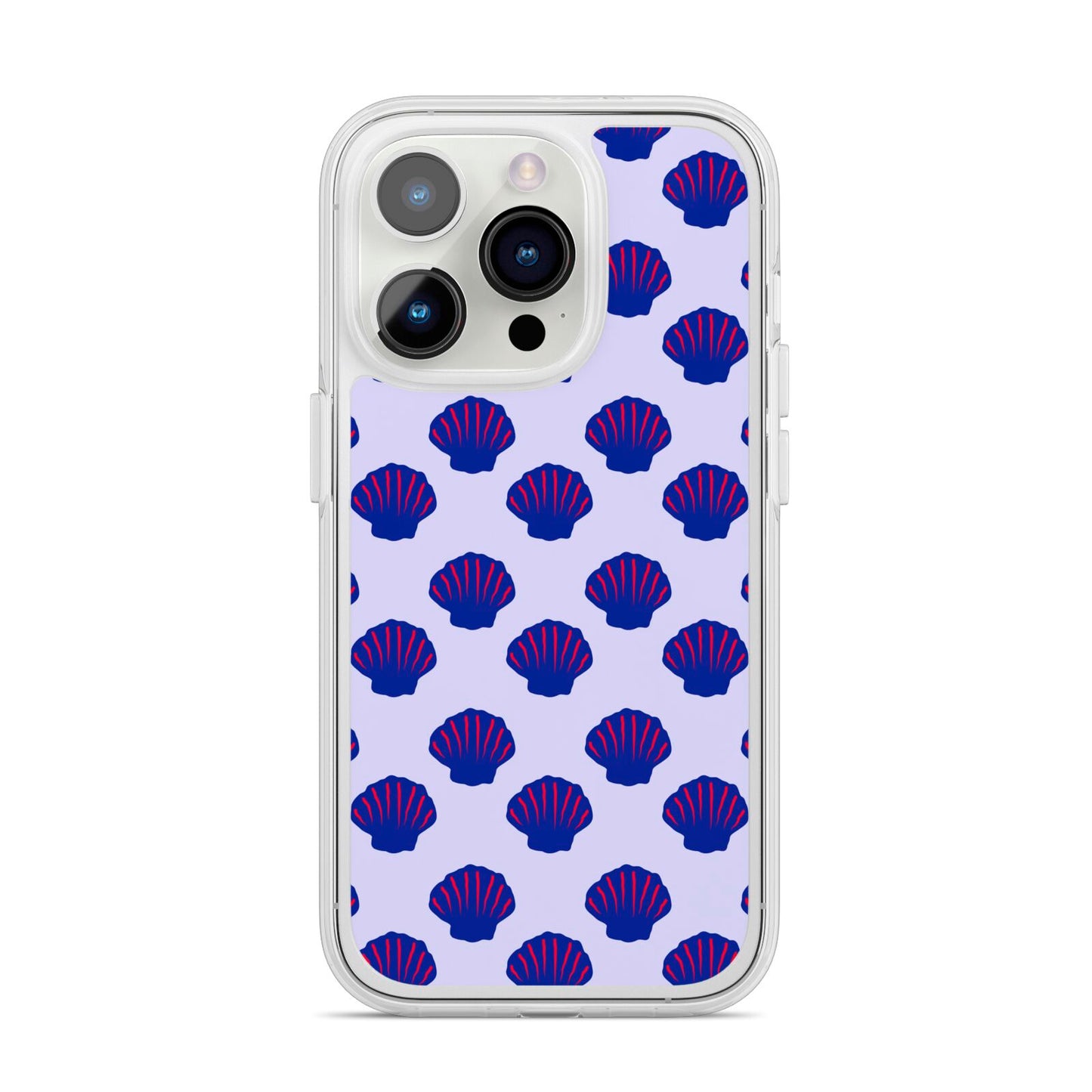 Shell Pattern iPhone 14 Pro Clear Tough Case Silver