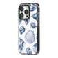 Shell iPhone 14 Pro Black Impact Case Side Angle on Silver phone