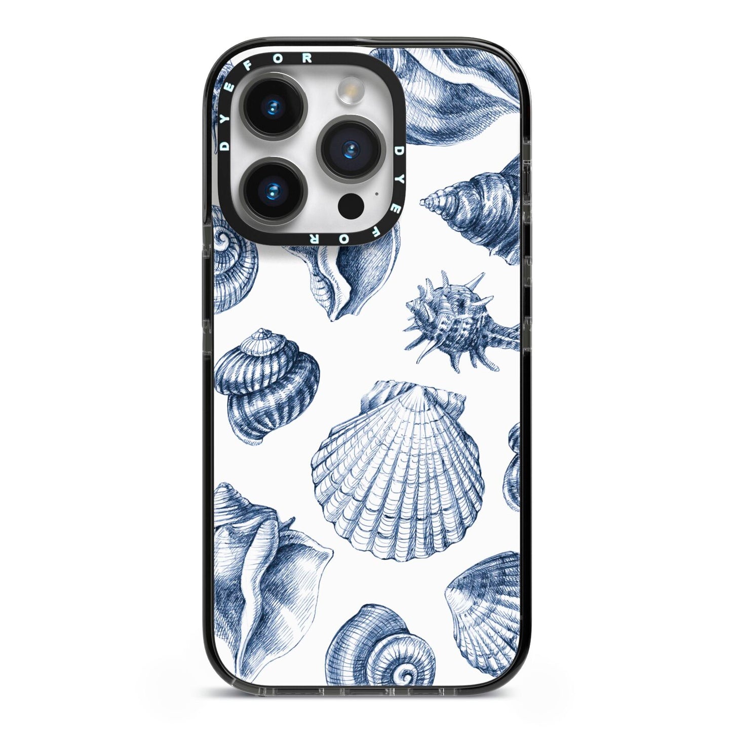 Shell iPhone 14 Pro Black Impact Case on Silver phone