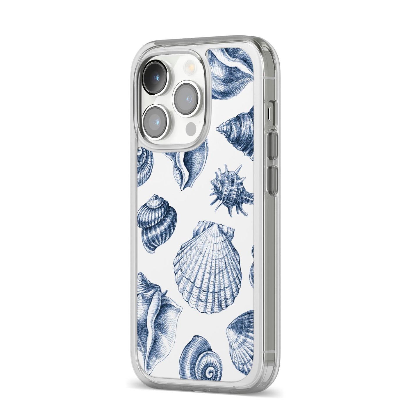 Shell iPhone 14 Pro Clear Tough Case Silver Angled Image