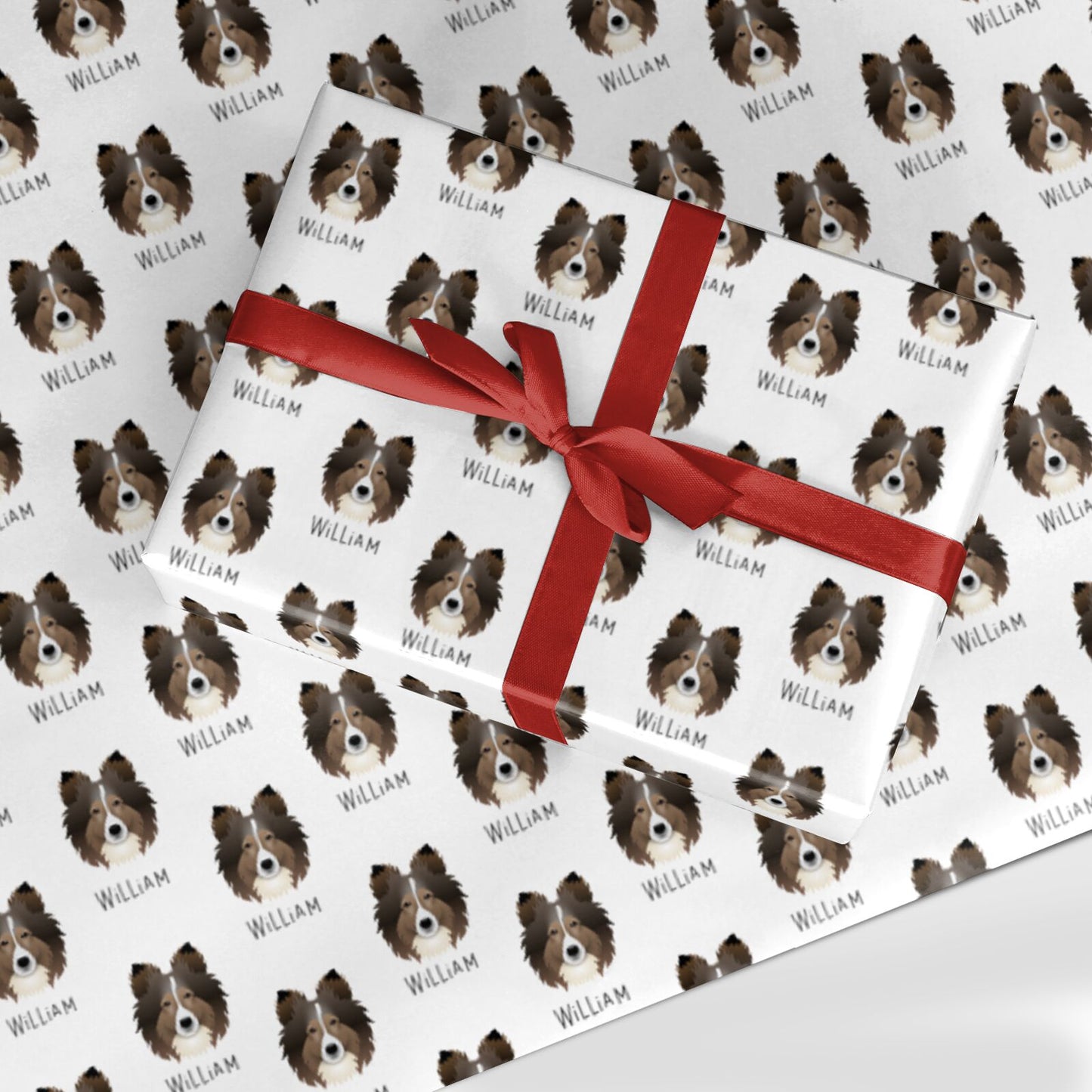 Shetland Sheepdog Icon with Name Custom Wrapping Paper