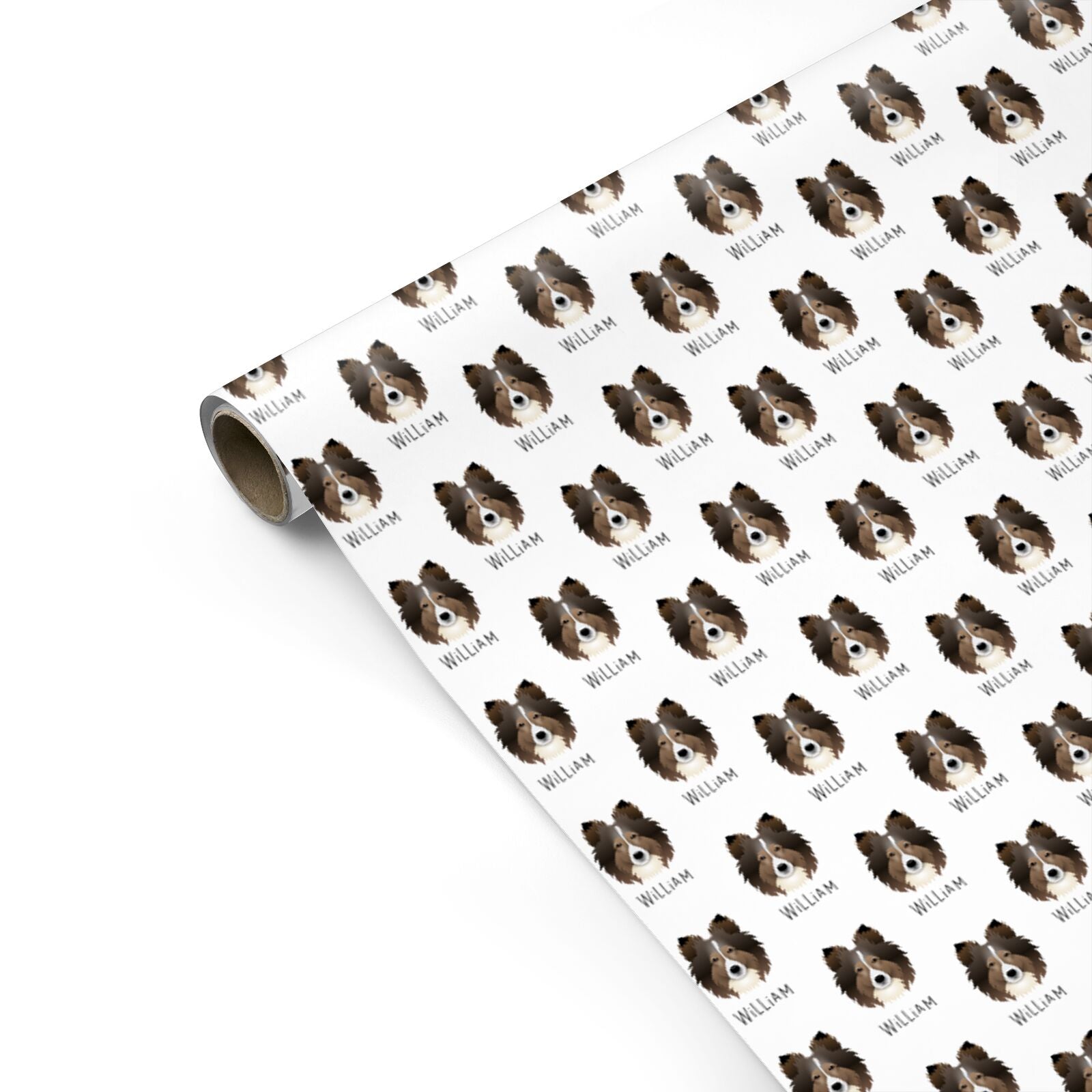 Shetland Sheepdog Icon with Name Personalised Gift Wrap