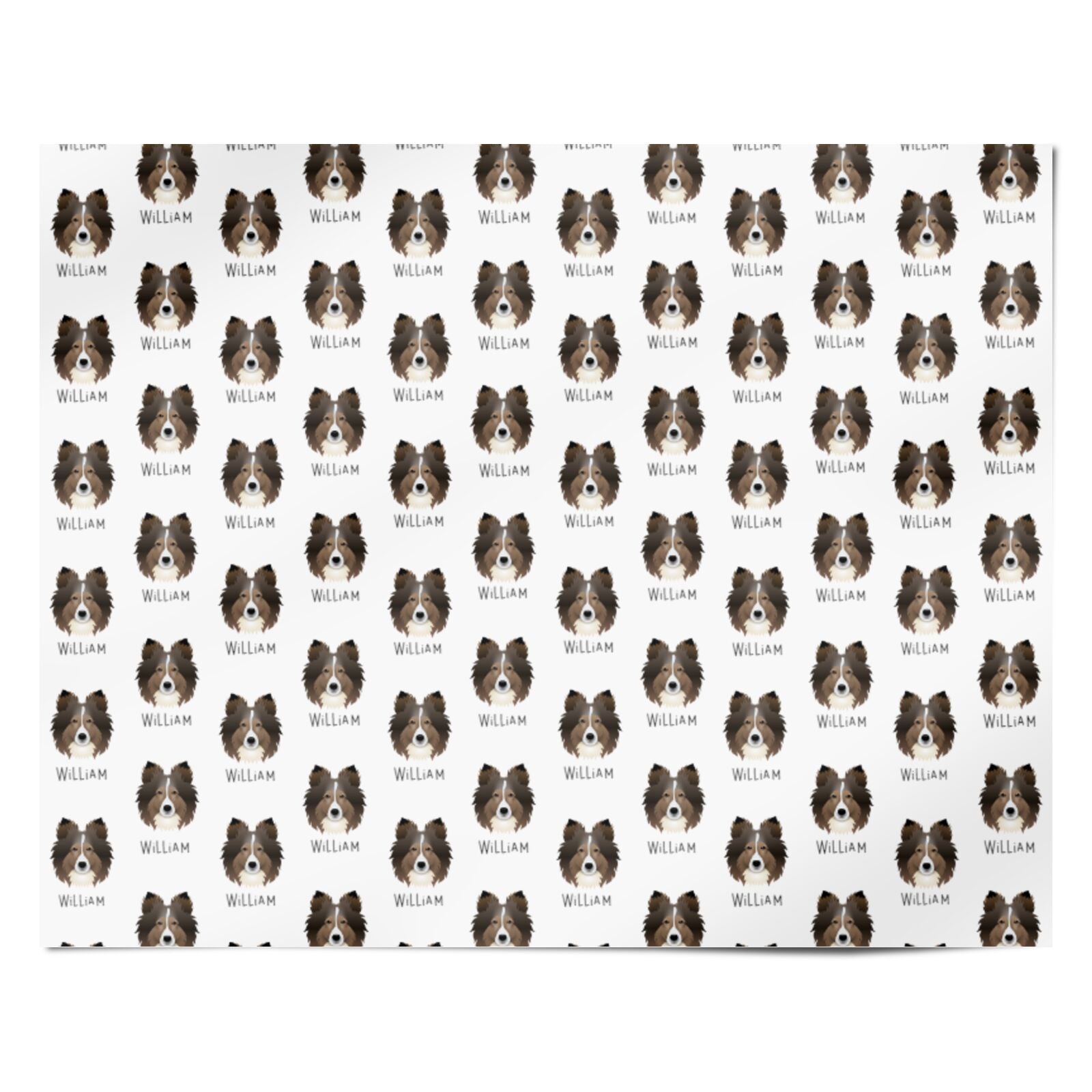Shetland Sheepdog Icon with Name Personalised Wrapping Paper Alternative